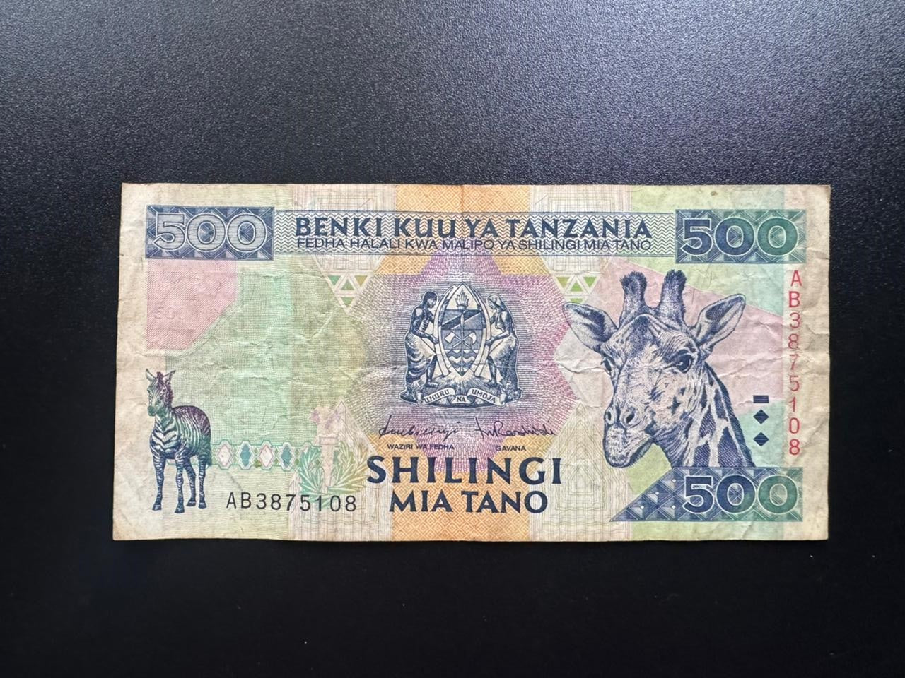 Tanzania 500, 5000, 10 000 Shillings Banknotes 1997 Old Circulated Paper Bank Bills 3Pcs/Lot
