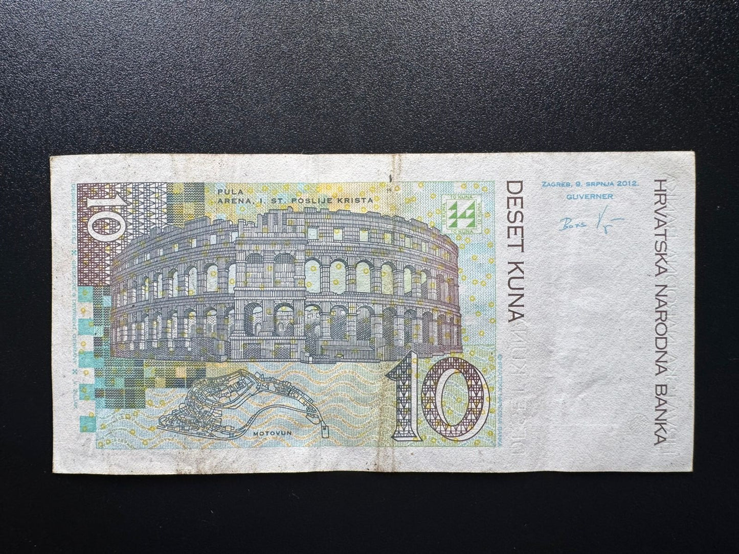 Croatia 10 Kuna Banknote 2012 VF-Circulated Paper Bank Bill P-38b