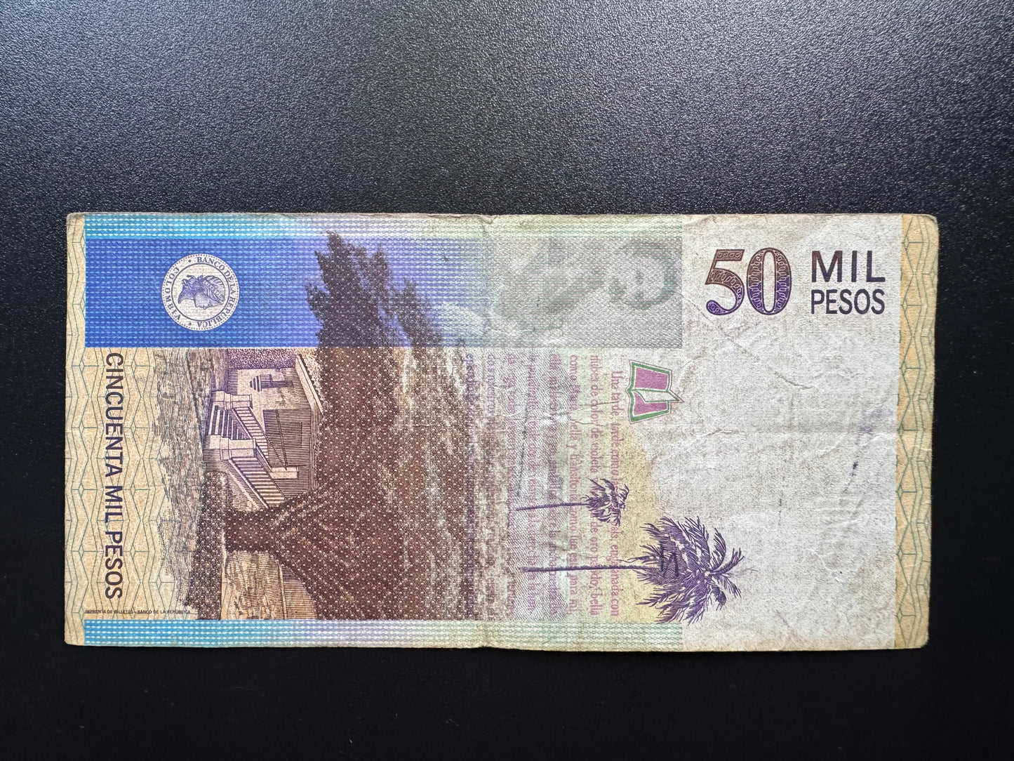 Colombia 50 MIL Pesos Banknote 2005 Old Circulated Paper Money Bank Bill P-455e