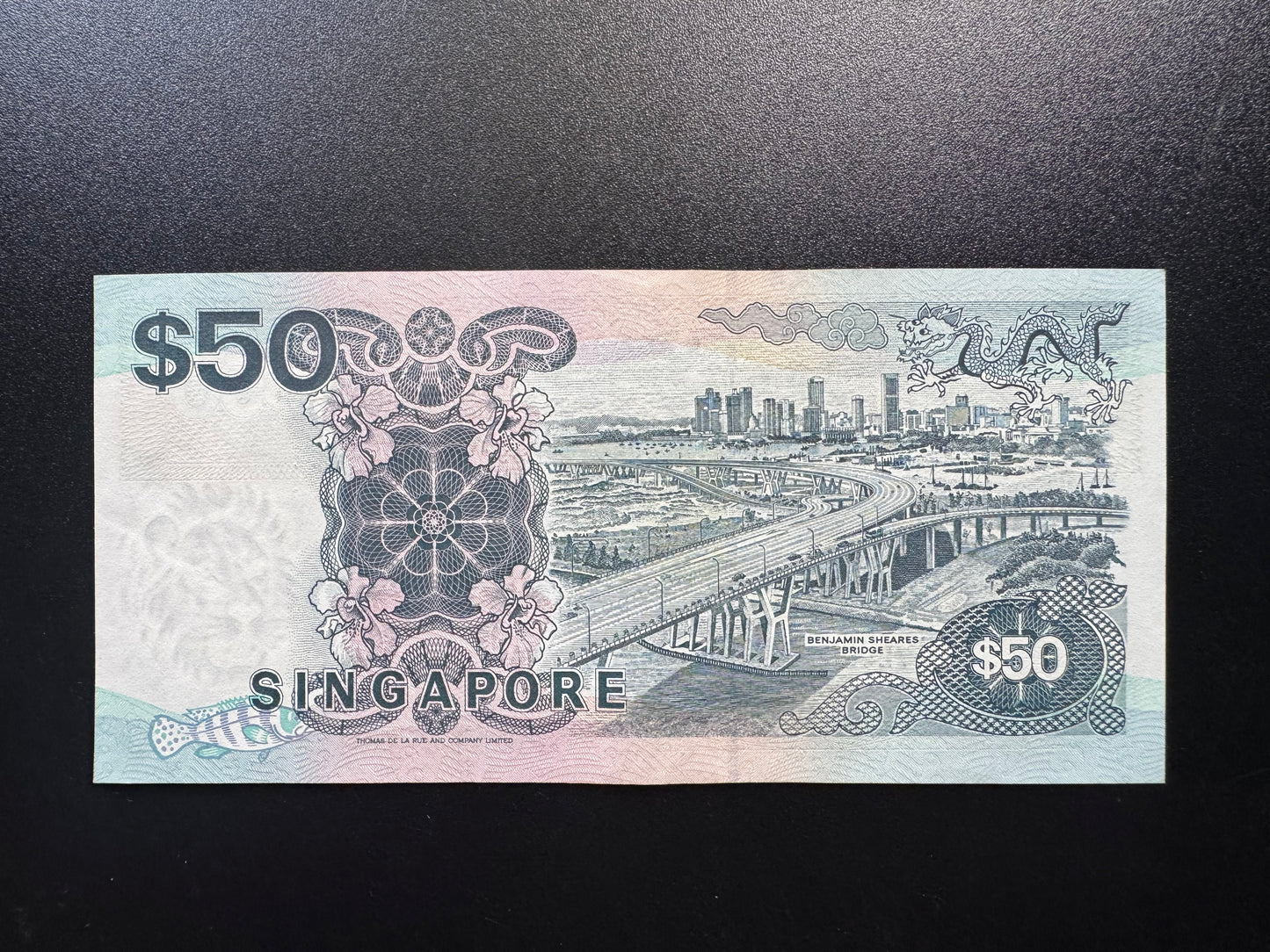 Singapore 50 Dollar Banknote 1994 Old UNC Paper Money Bank Bills P-36