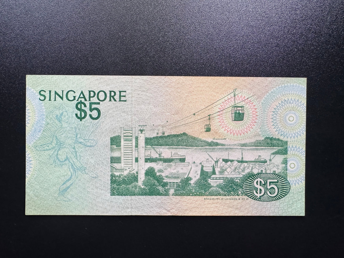 Singapore 5 Dollars Banknote 1976 Old UNC-AUNC Paper Money Bank Bill P-10