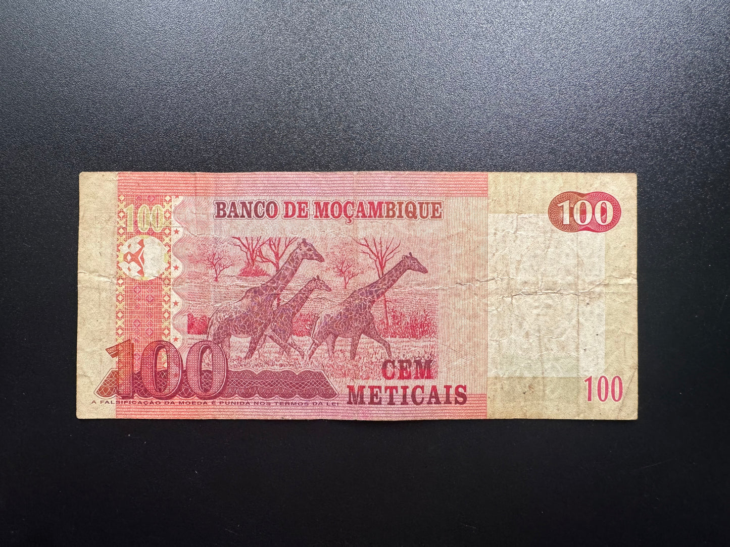 Mozambique 100 Meticals Banknote 2006 Old Girrafe Paper Money Bank Bill P-145