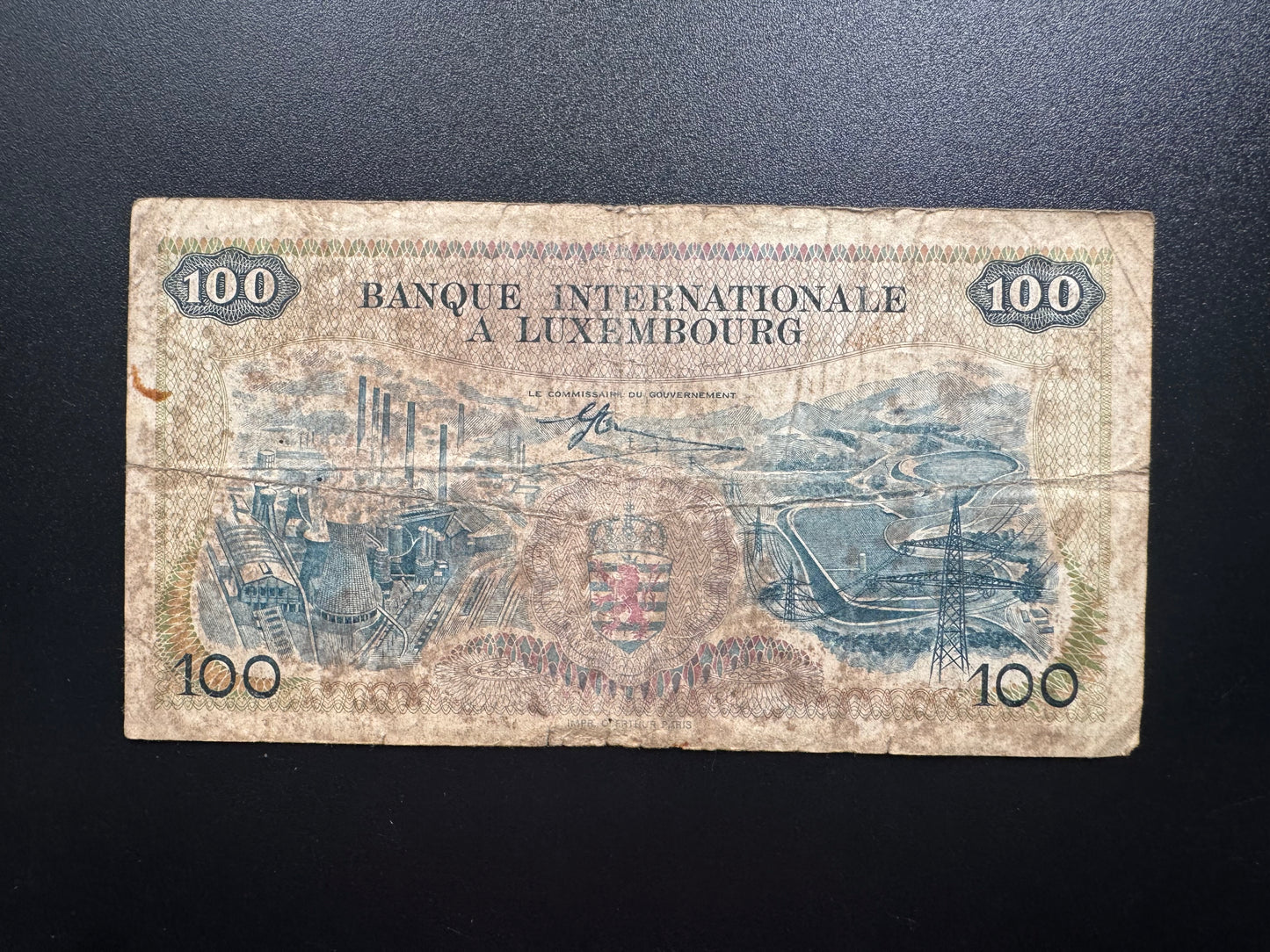 Luxembourg 100 Francs Banknote 1968 Old Circulated Paper Money Bank Bill P-14