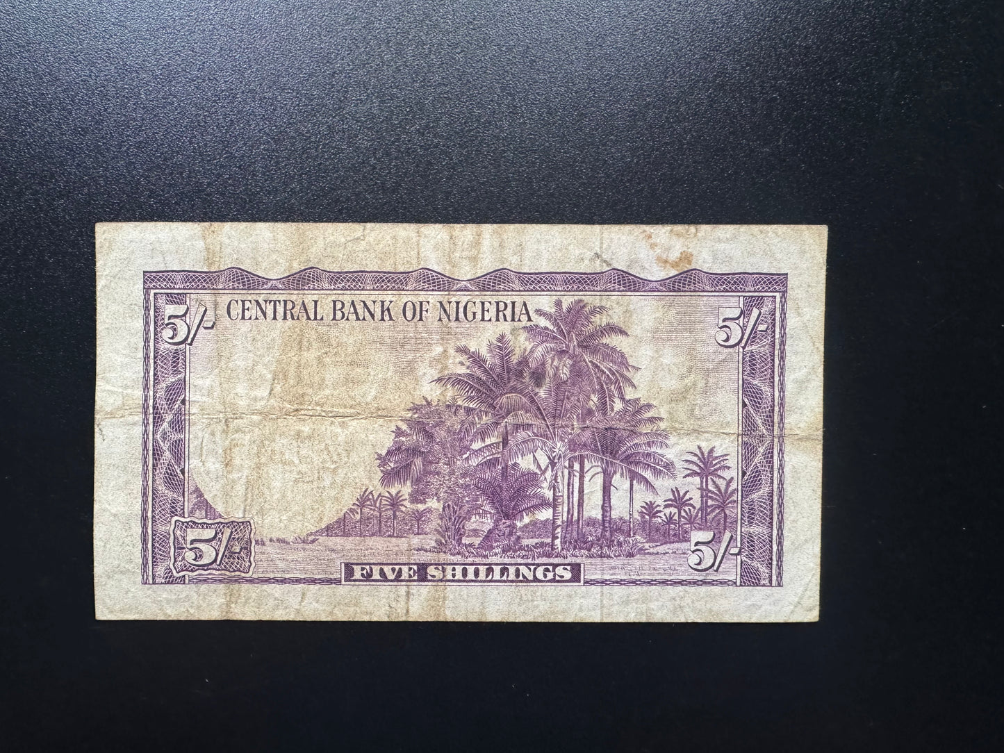 Nigeria 5 Shillings Banknote 1958 1st Issue A-Prefix Rare Paper Bank Bill P-2