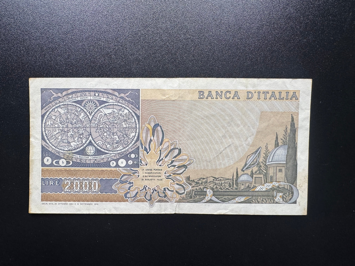 Italy 2000 Lire Banknote 1983 old Circulated ITL Paper Money Bank Bill P-103