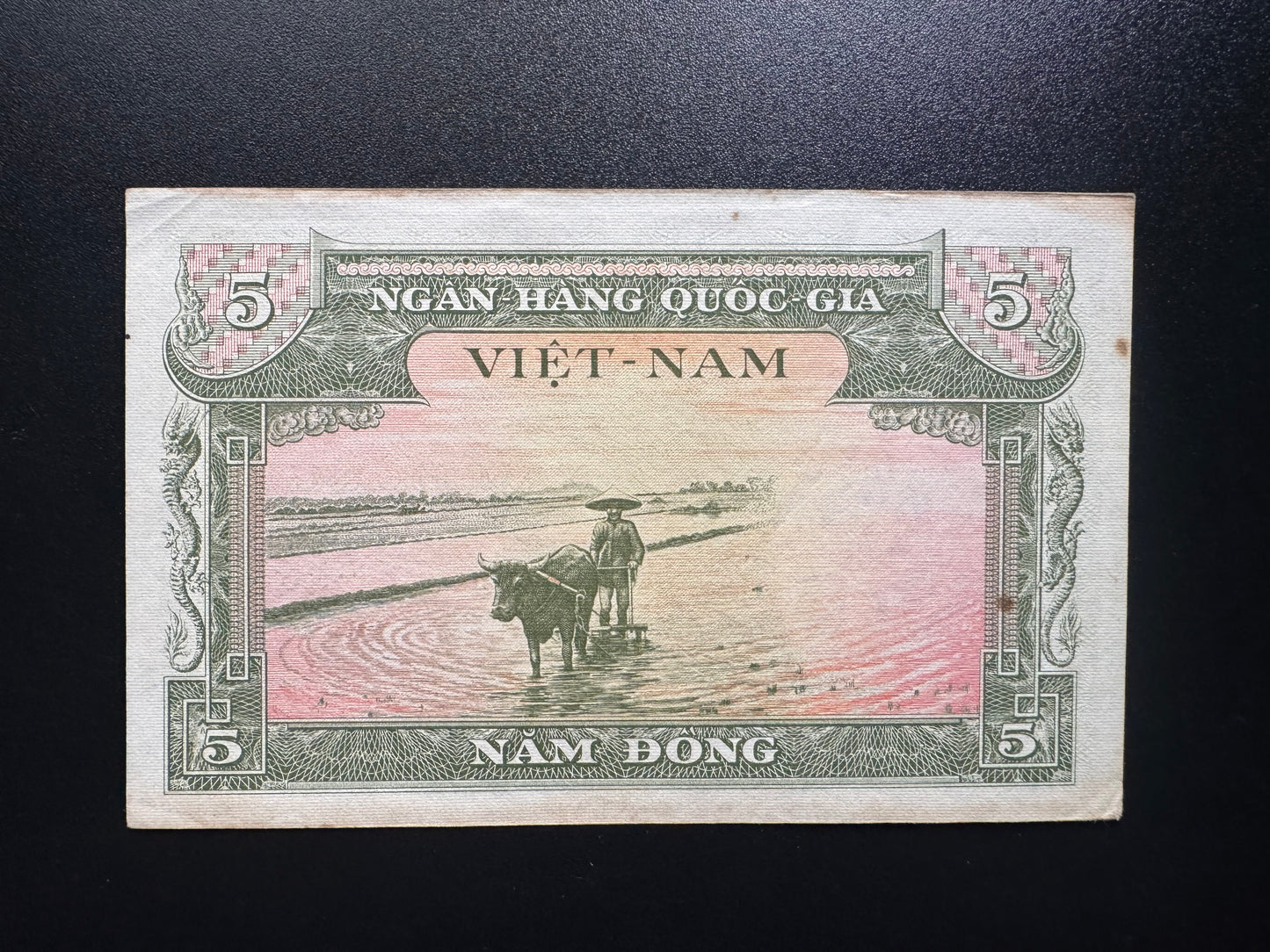 South Vietnam 5 Dong Banknote 1955 old VF Paper Money Bank Bill P-2