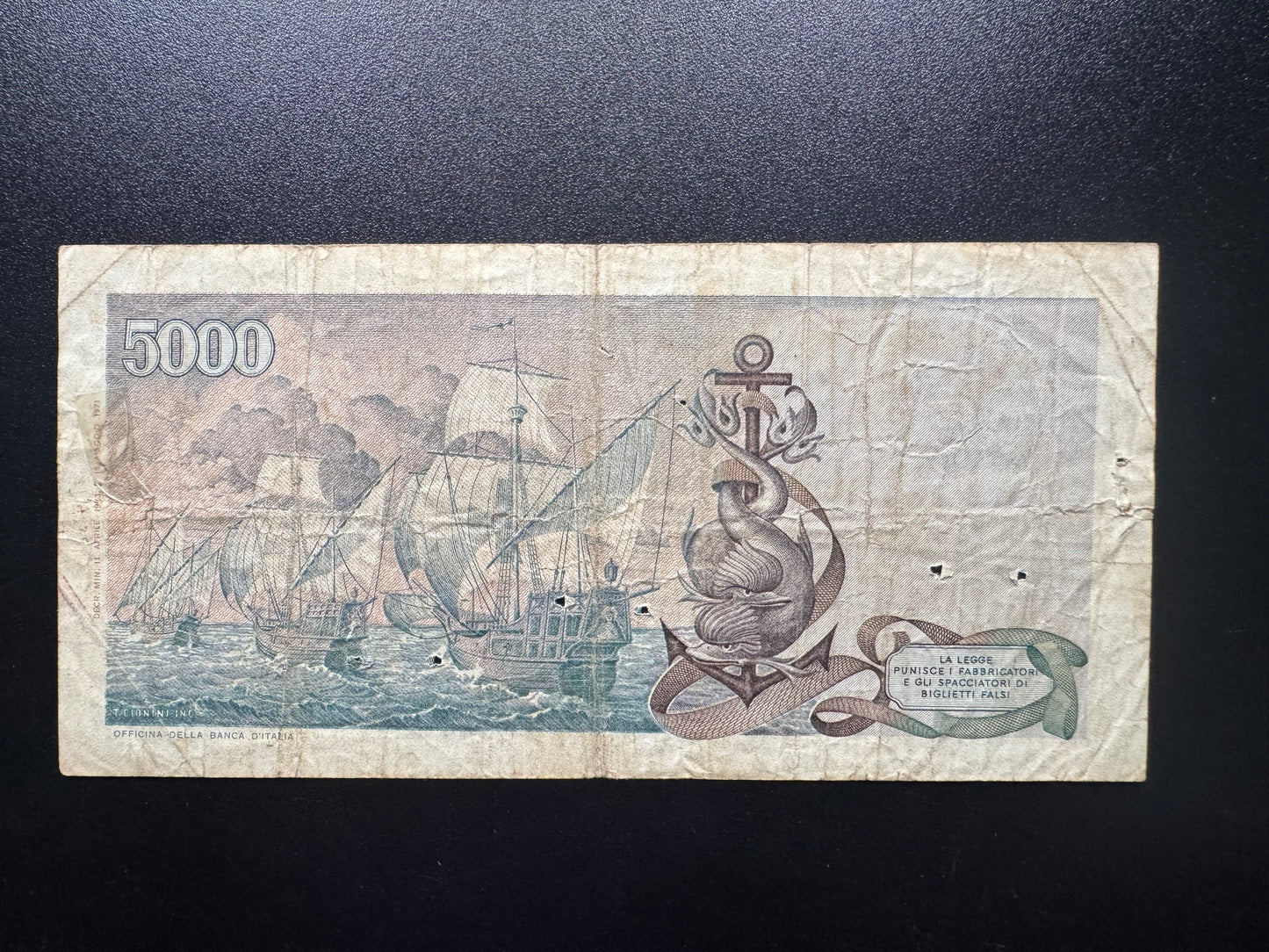 Italy 5000 Lire Banknote 1973 old Circulated ITL Paper Money Bank Bill P-102b