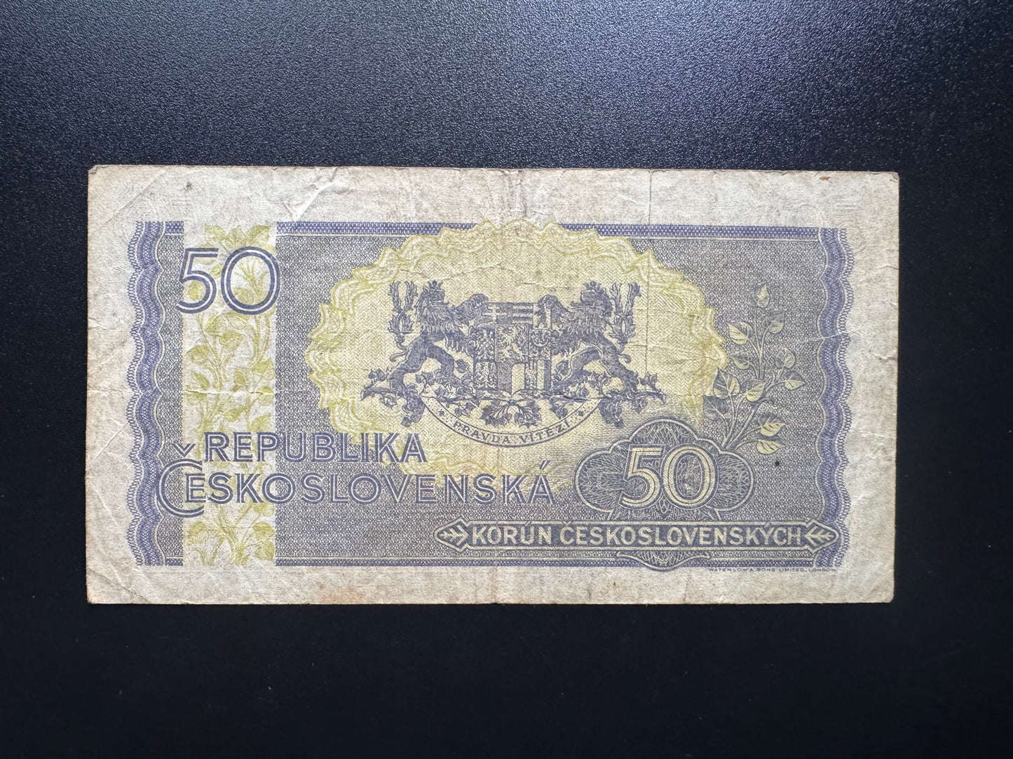 Czechoslovakia 50 Korun Banknote 1945 ND old Paper Money Bank Bill P-62