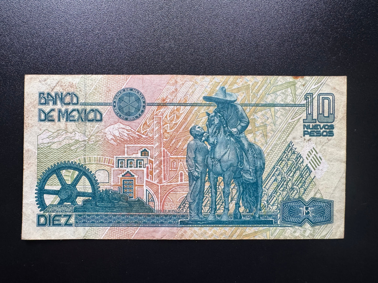 Mexico 10 Pesos Banknote 1992 Old Circulated Bank Bill R-Series P-99