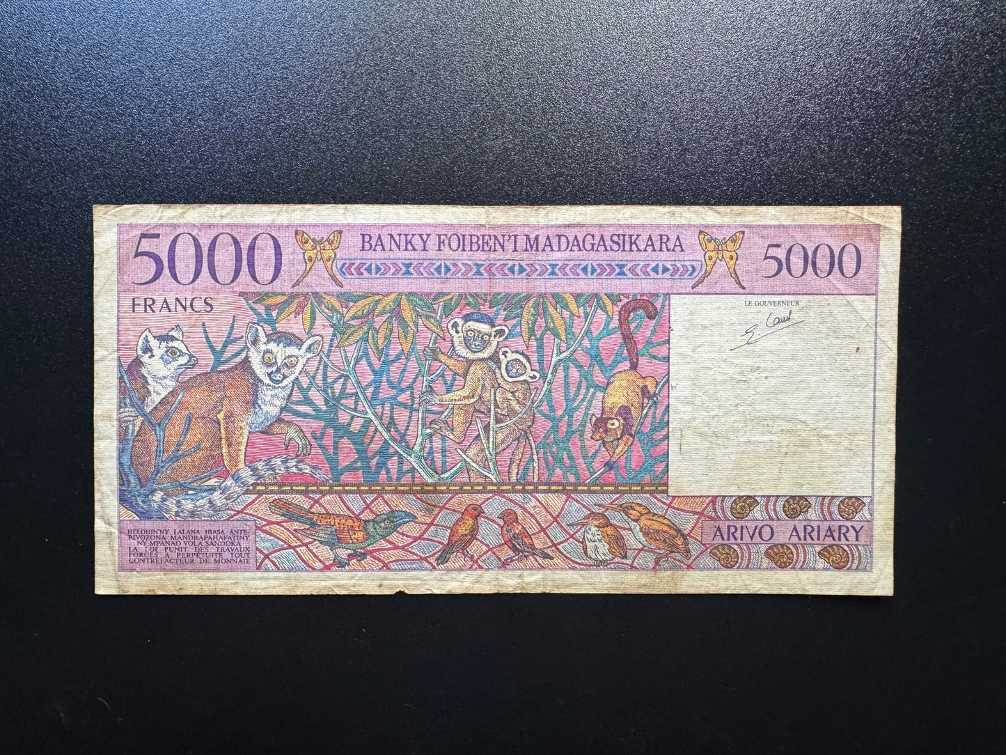Madagascar 5000 Francs Banknote 1995 old Circulated Paper Bank Bill P-78b