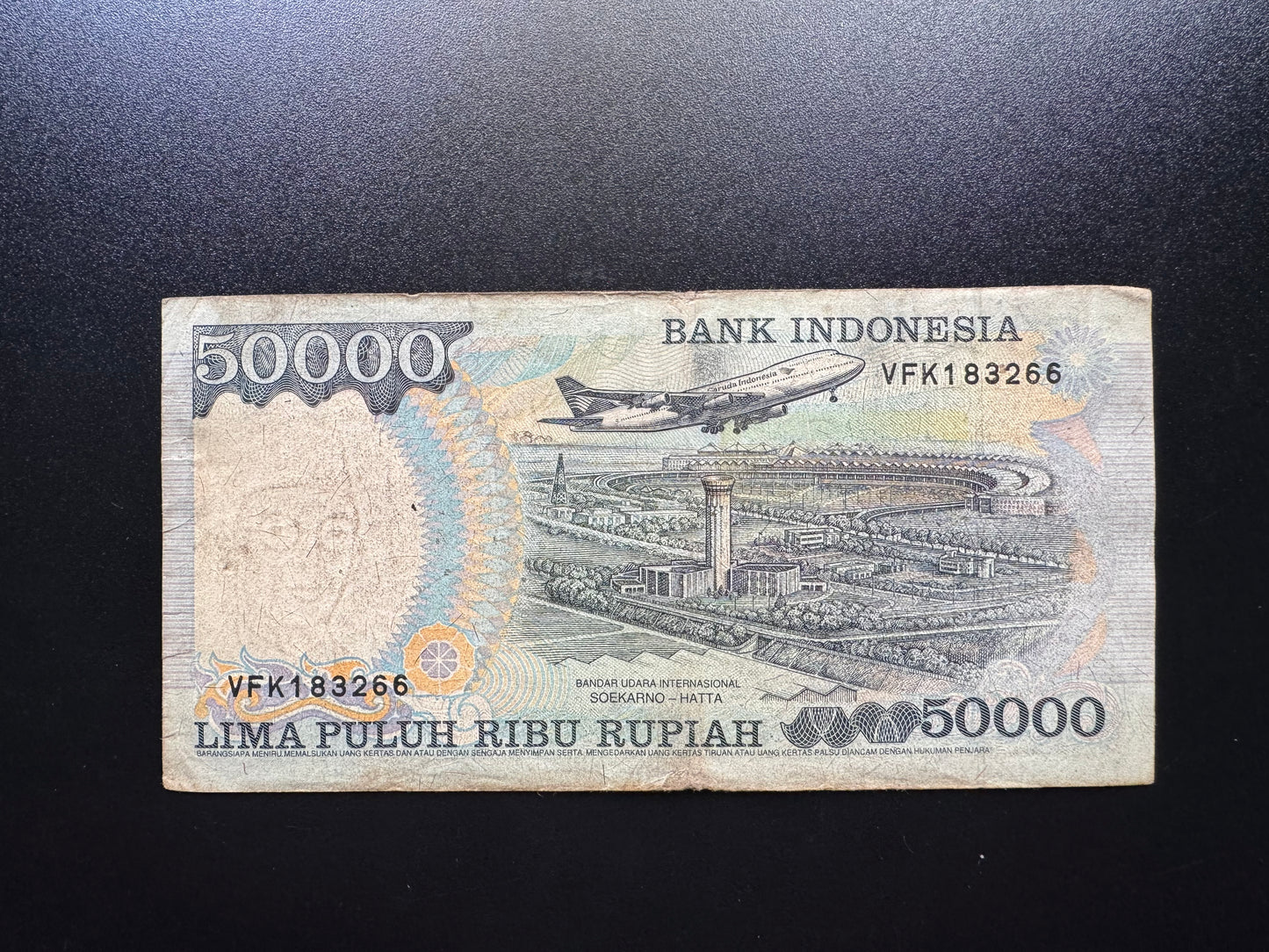 Indonesia 50000 Rupiah Banknote 1995 Vintage Commemorative Paper Bank Bill P-136