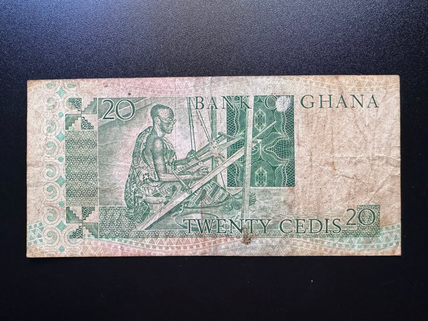 Ghana 20 Cedis Banknote 1982 Old Circulated Paper Money Bank Bill P-21c