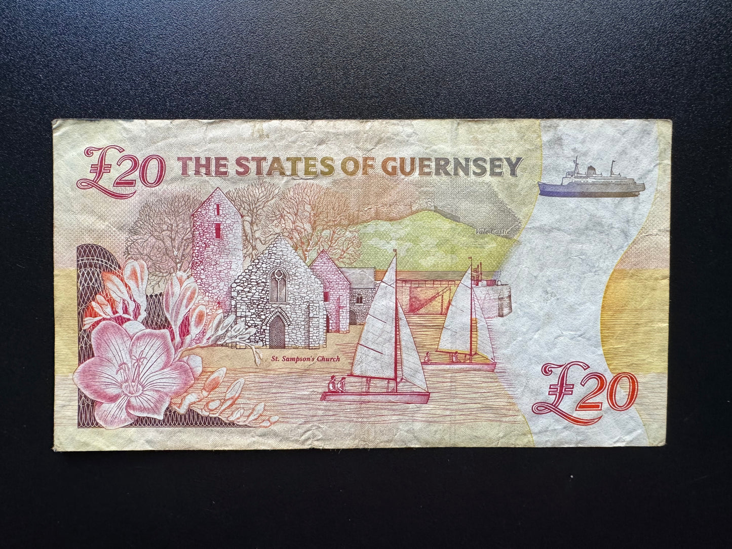 Guernsey 20 Pounds Banknote 1996 old Circulated Paper Money Bank Bill P-58c