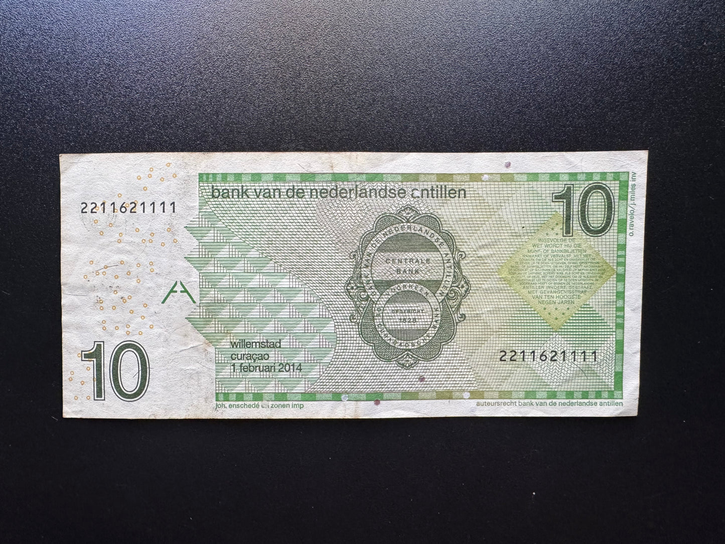 Netherlands Antilles 10 Guldens Banknote 2014 Old Circulated Bank Bill P-28