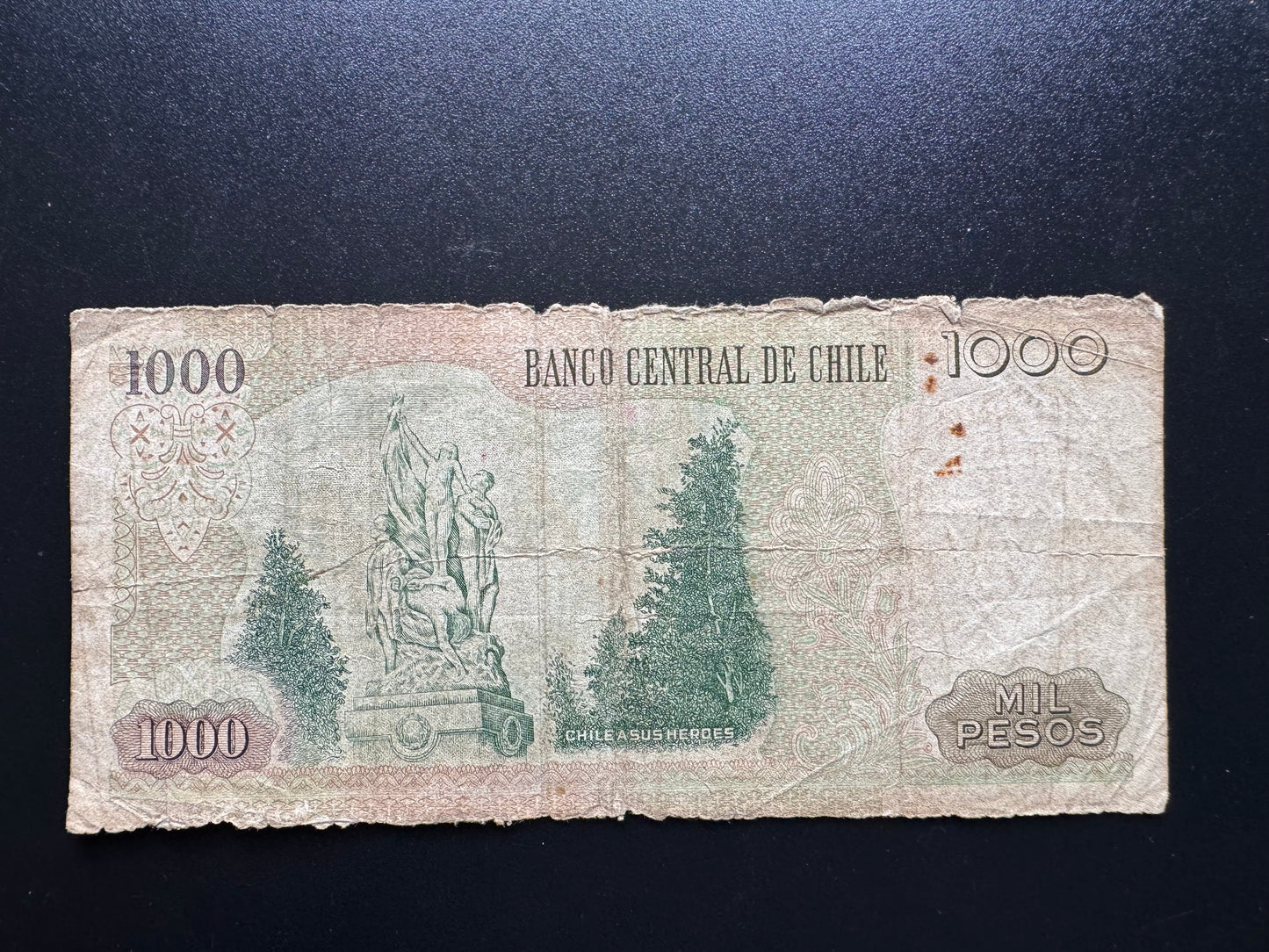 Chile 1000 Pesos Banknote 1999 Old Circulated Paper Money Bank Bill P-154f