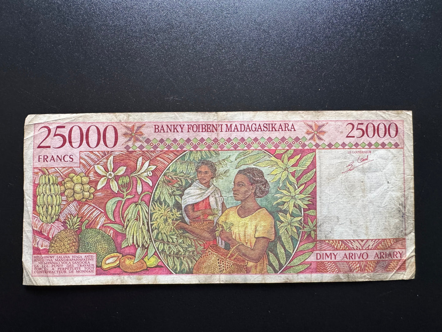 Madagascar 25000 Francs Banknote 1998 old Circulated Paper Money Bank Bill P-82