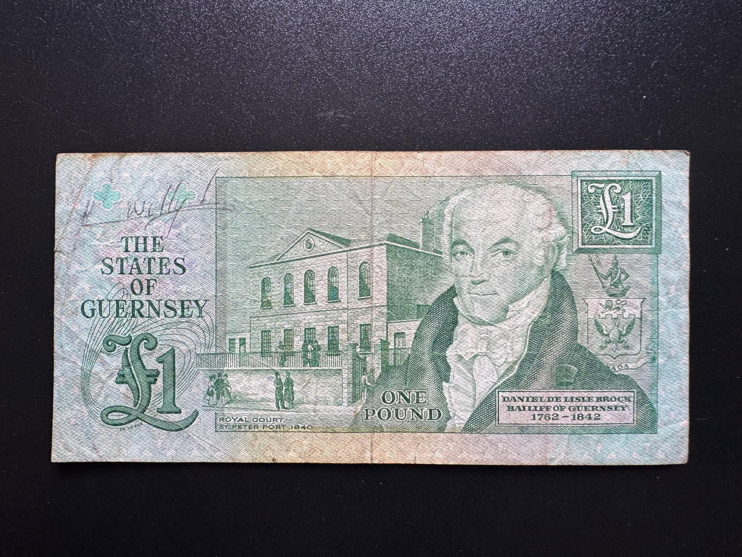 Guernsey 1 Pound Banknote 1980 old Circulated Paper Money Bank Bill P-48a