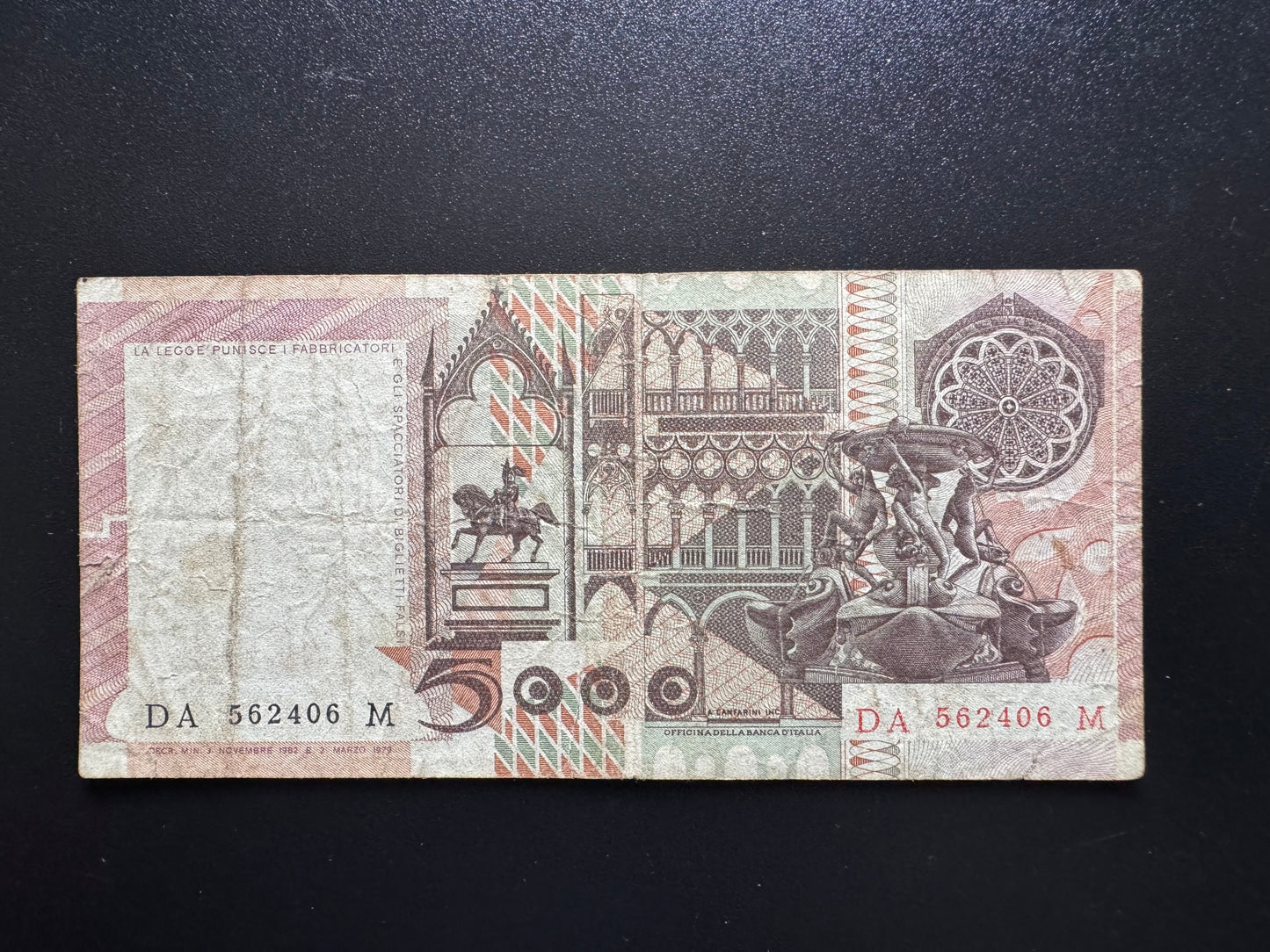 Italy 5000 Lire Banknote 1979 old Circulated Paper Money Bank Bill P-105
