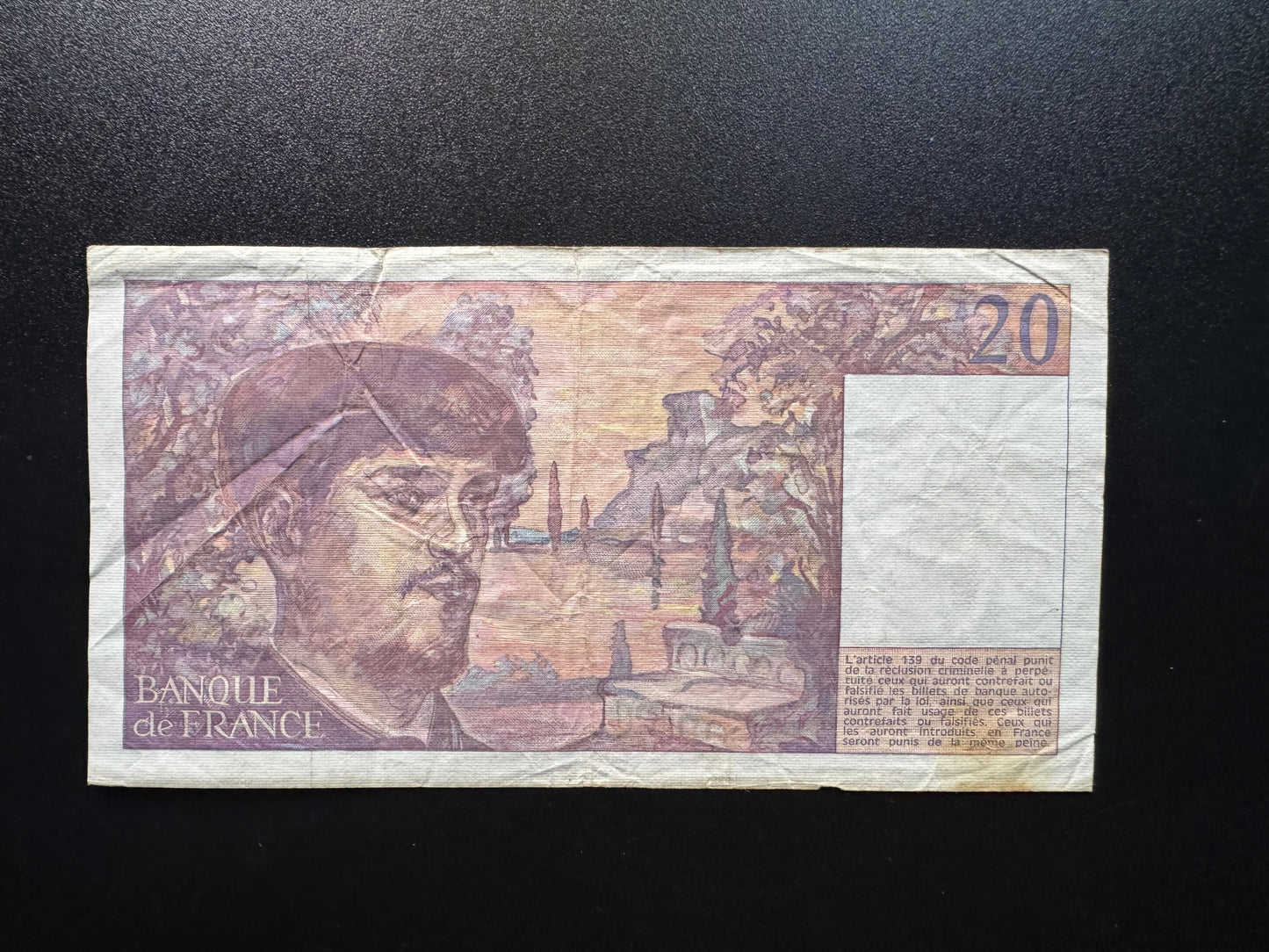 France 20 Franc Banknote 1988 old Paper Money Bank Bill Note P-151c