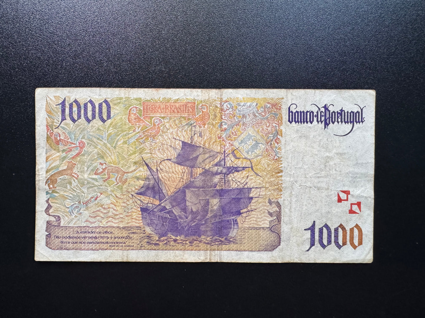 Portugal 1000 Escudos Banknotes 1996 Old Circulated Paper Money Bank Bill P-188