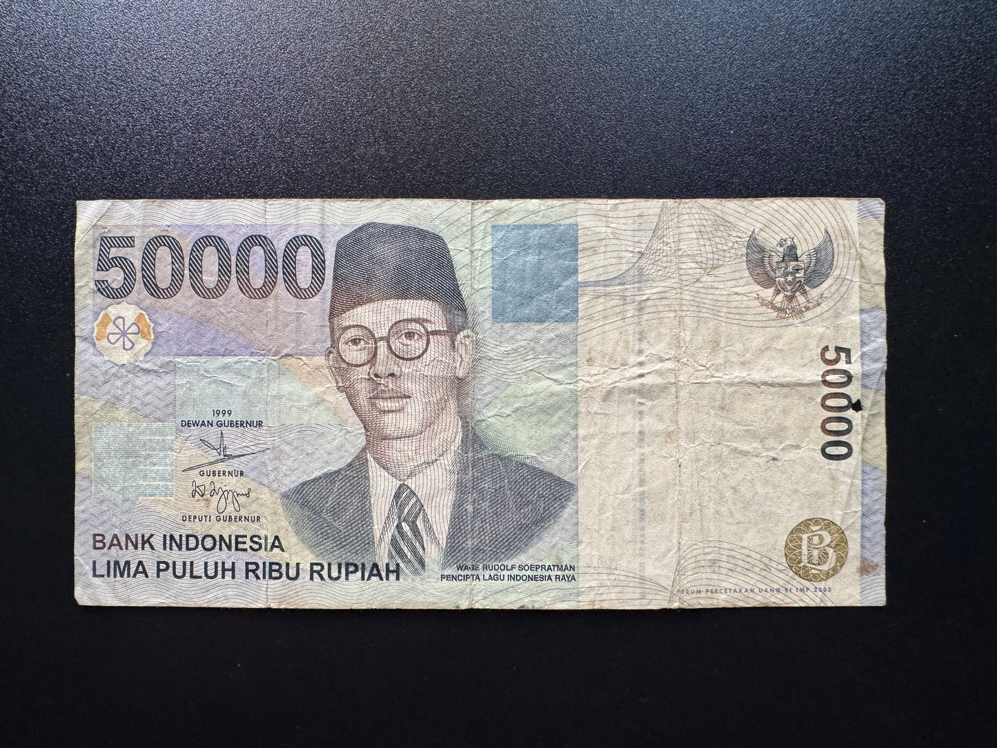 Indonesia 50000 Rupiah Banknote 1999 Old Circulated Paper Bank Bill P-145f