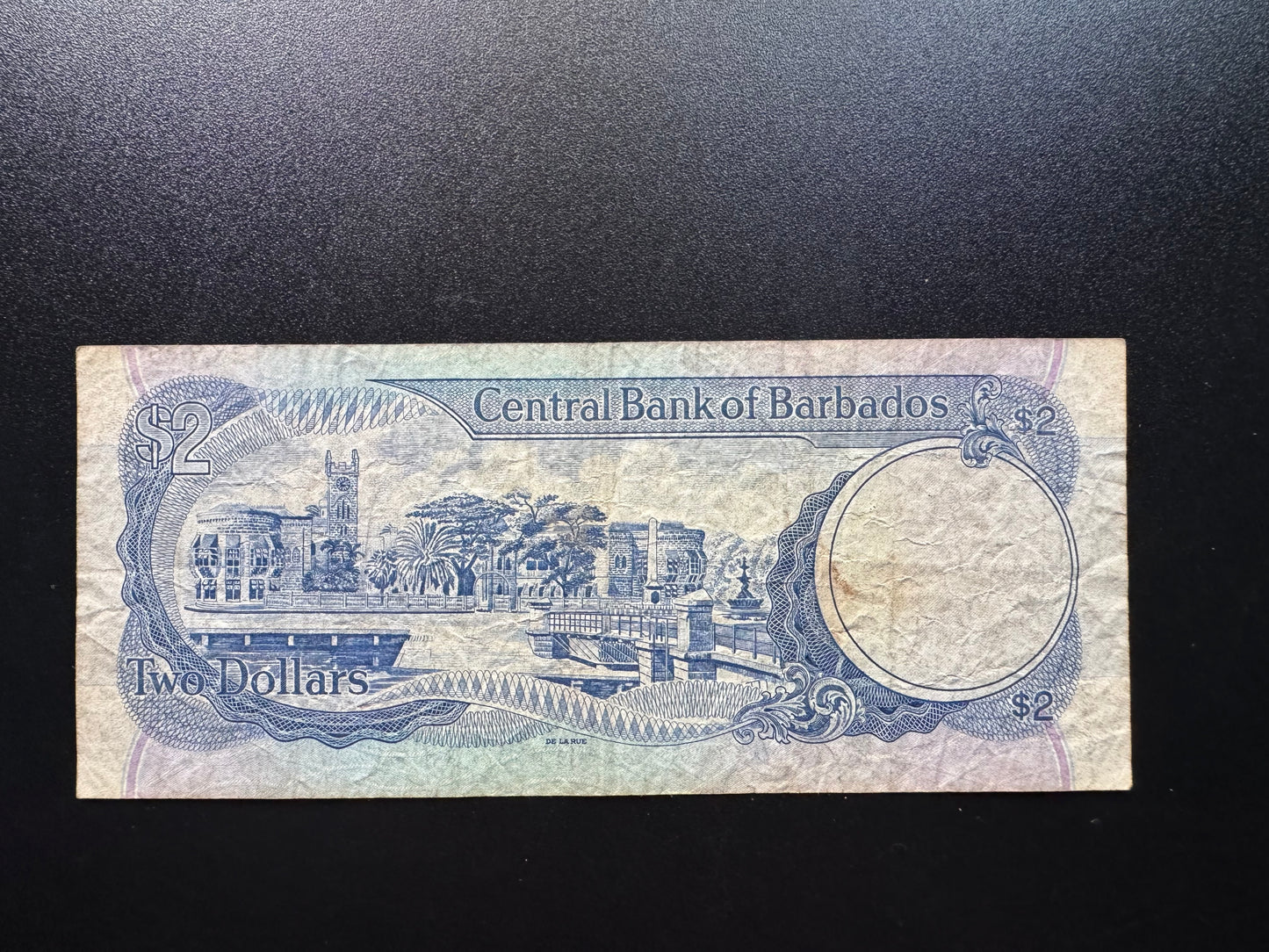 Barbados 2 Dollars Banknote 1986 Old Circulated Paper Money Bank Bill P-36