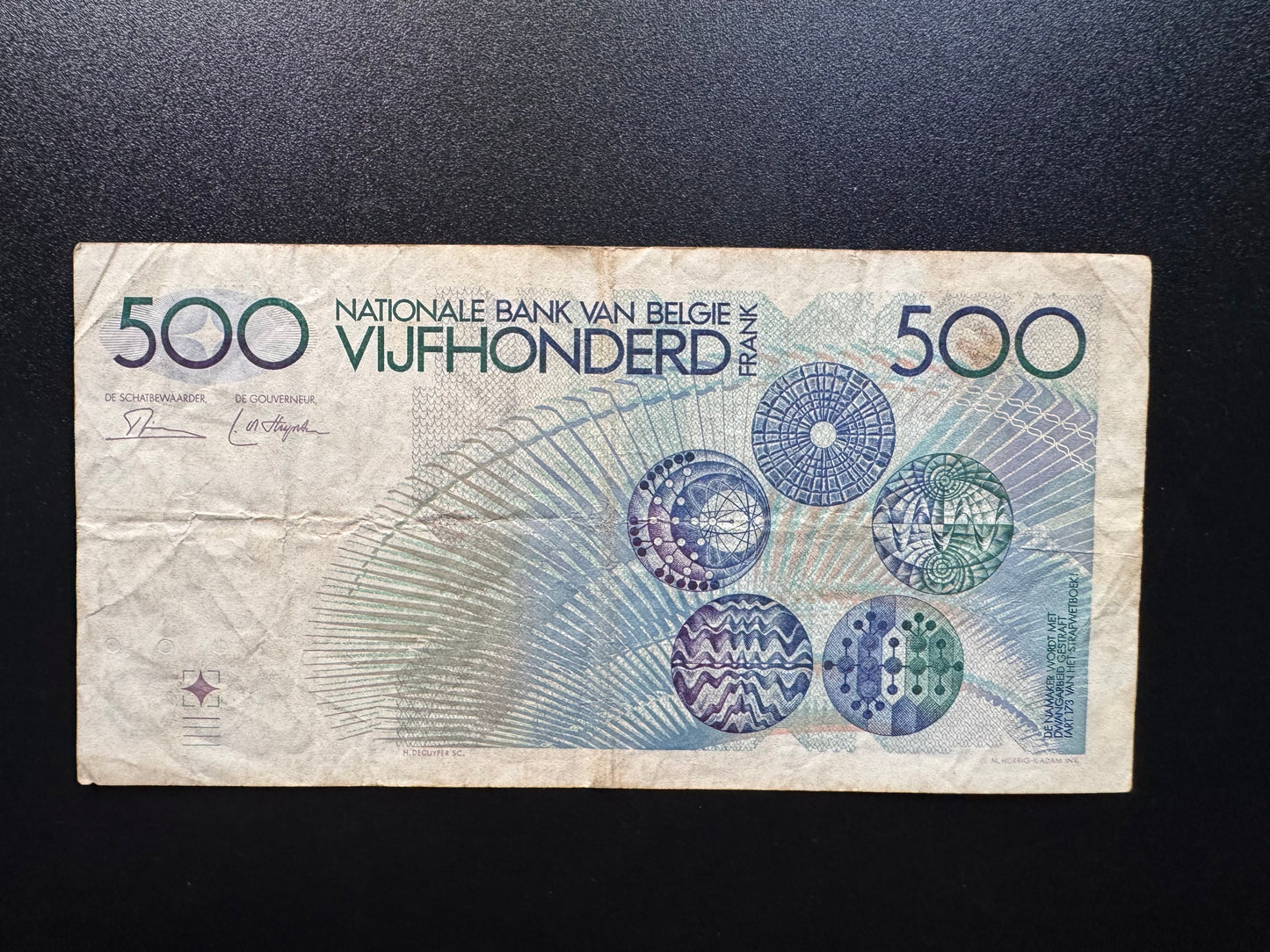 Belgium 500 Francs Banknote 1982 old Circulated Paper Money Bank Bill P-143a