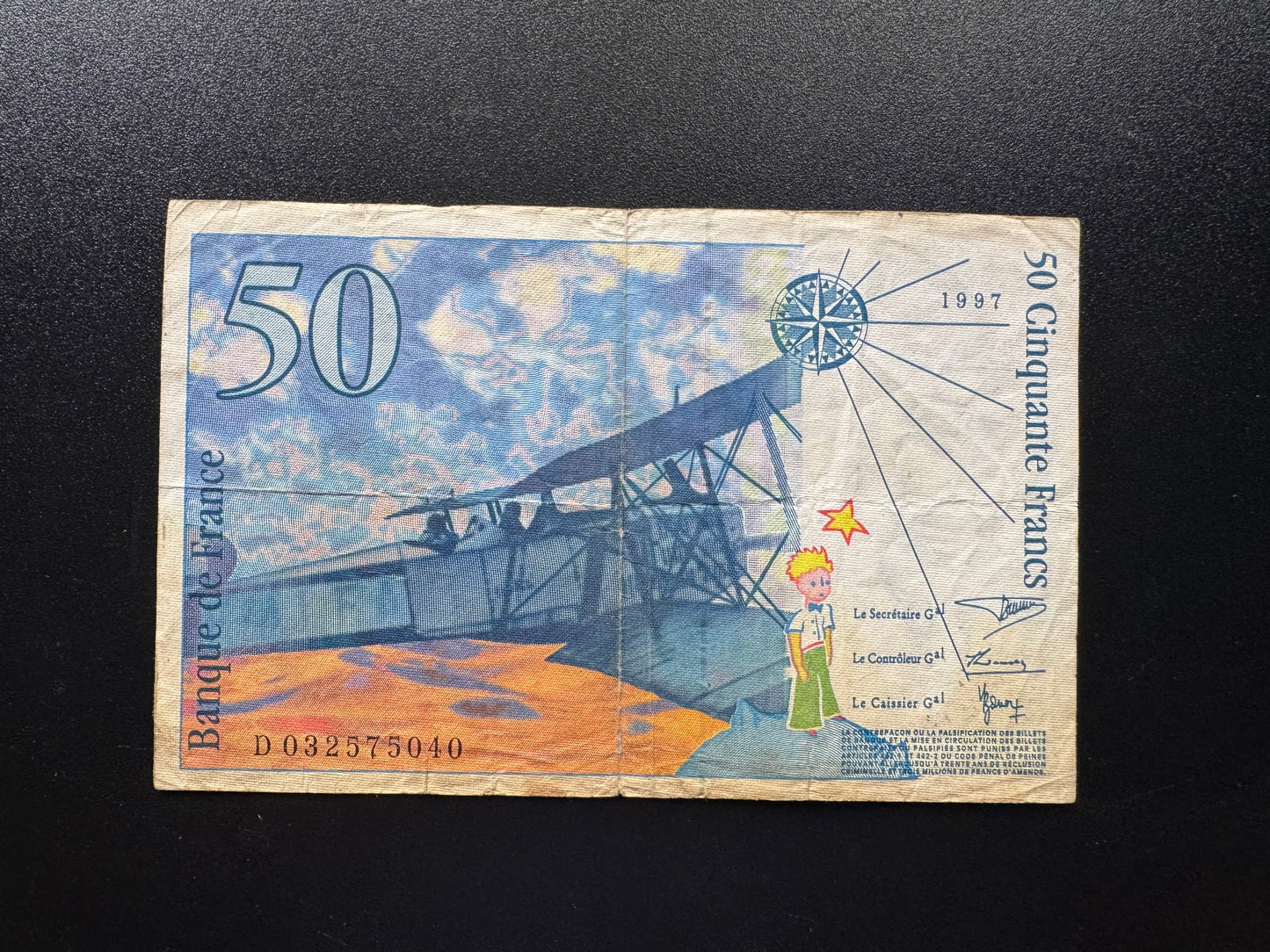 France 50 Francs Banknote 1997 old Circulated Paper Money Bank Bill Note P-157Ad