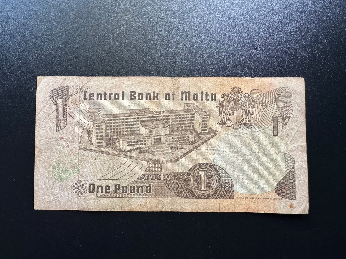 Malta 1 Lire Banknote 1979 Old Circulated Paper Bank Bills P-34