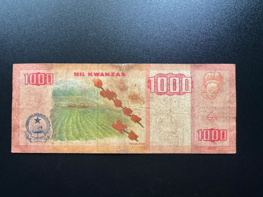 Angola 1000 Kwanzas Banknote 2003 Old Circulated AK Prefix Bank Bill P-150