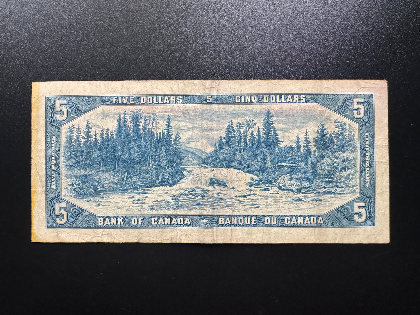 Canada 5 Dollars Banknote 1954 old Circulated CAD Paper Money Bank Bill P-68
