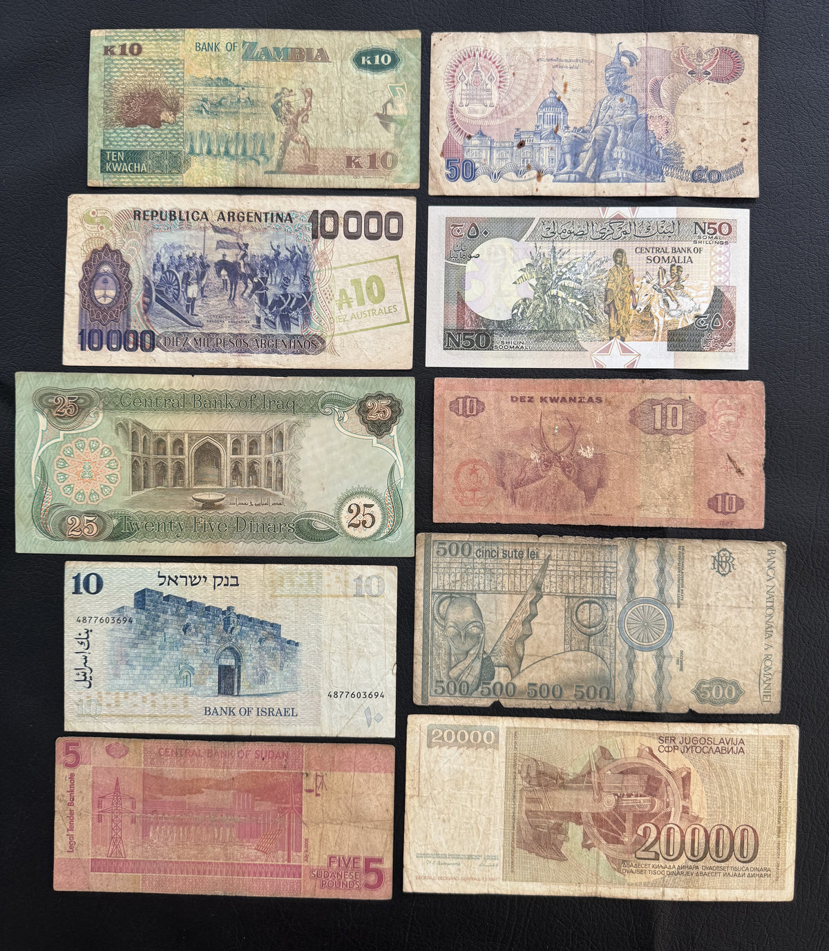 10 Pcs Mixed Collectible Banknotes | World Banknote Lot from 10 Different Countries – Set 12