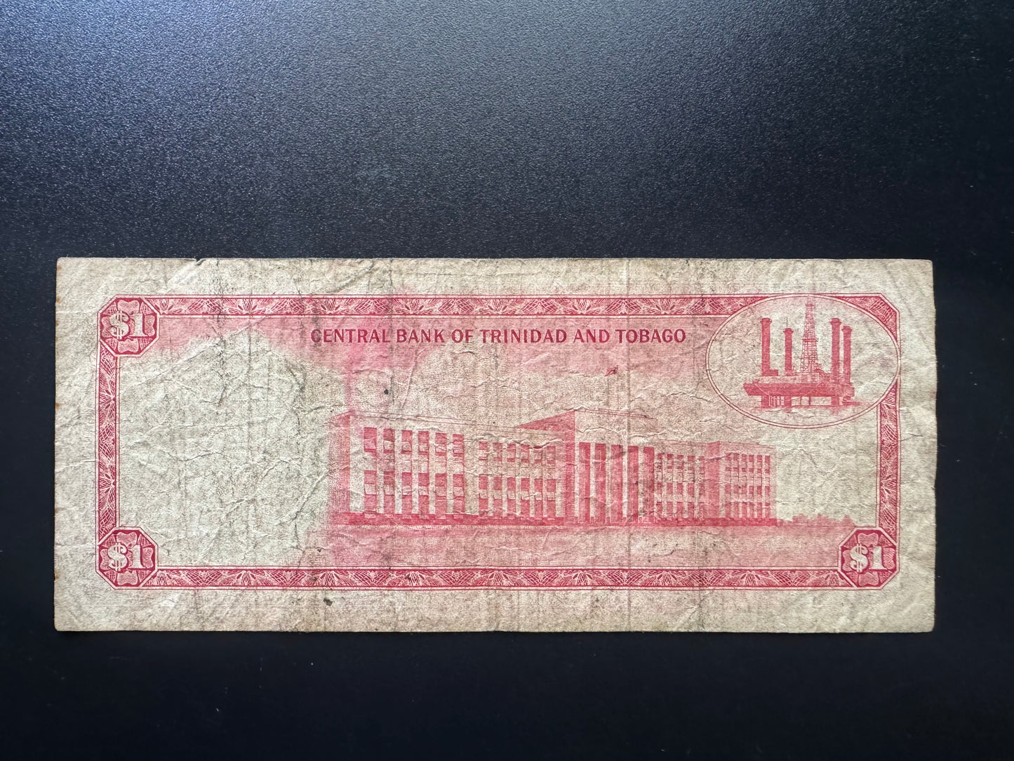 Trinidad & Tobago 1 Dollar Banknote 1977 Arm Issue Old Circulated Bank Bill p-30