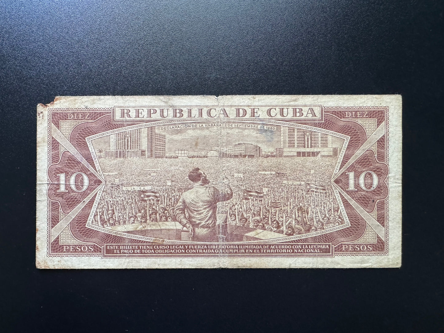 Cuba 10 Pesos Banknote 1986 Old Circulated Banknote Bank Bill P-104c