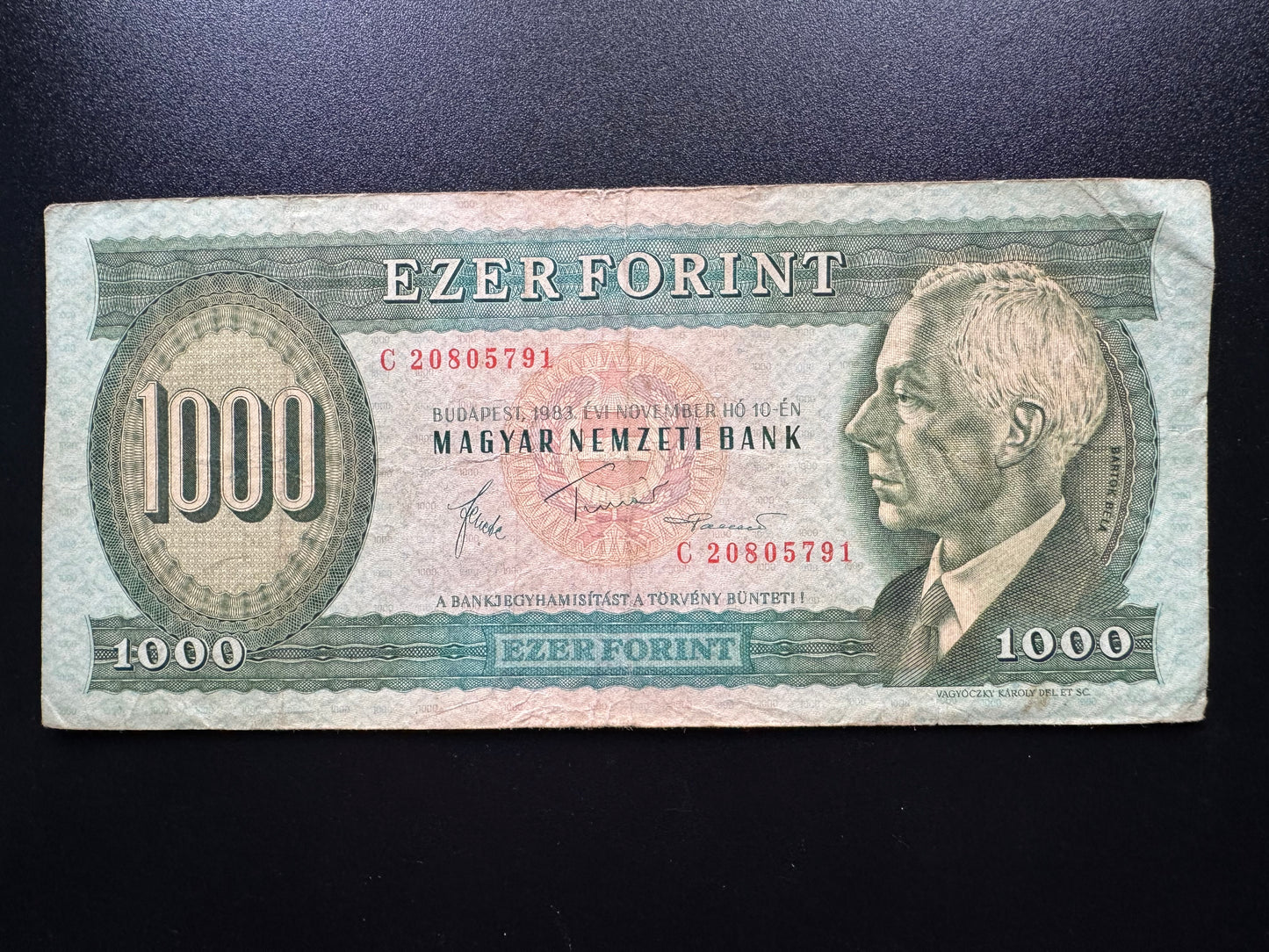 Hungary 1000 Forint Banknote 1983 old Circulated Paper Money Bank Bill p-173