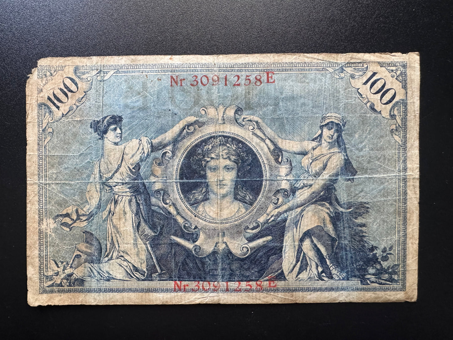 Germany 100 Mark Banknote 1908 Old Circulated Vintage Paper Money Bank Bill