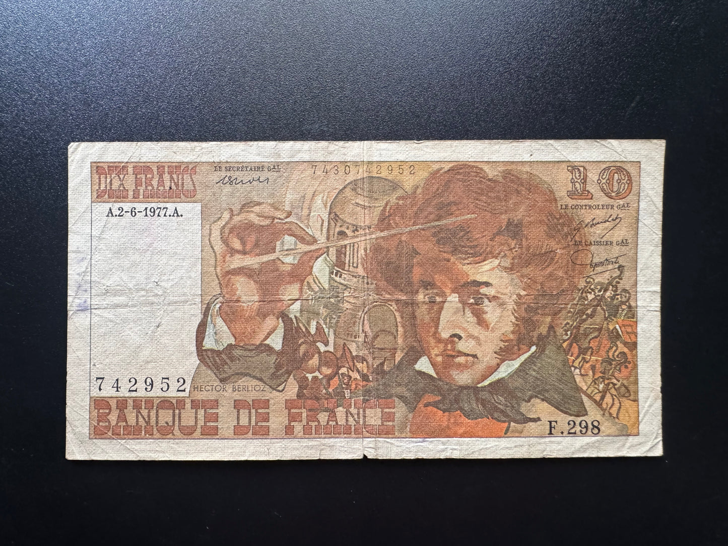 France 10 Franc Banknote 1977 Old Circulated Paper Money Bank Bill Note
