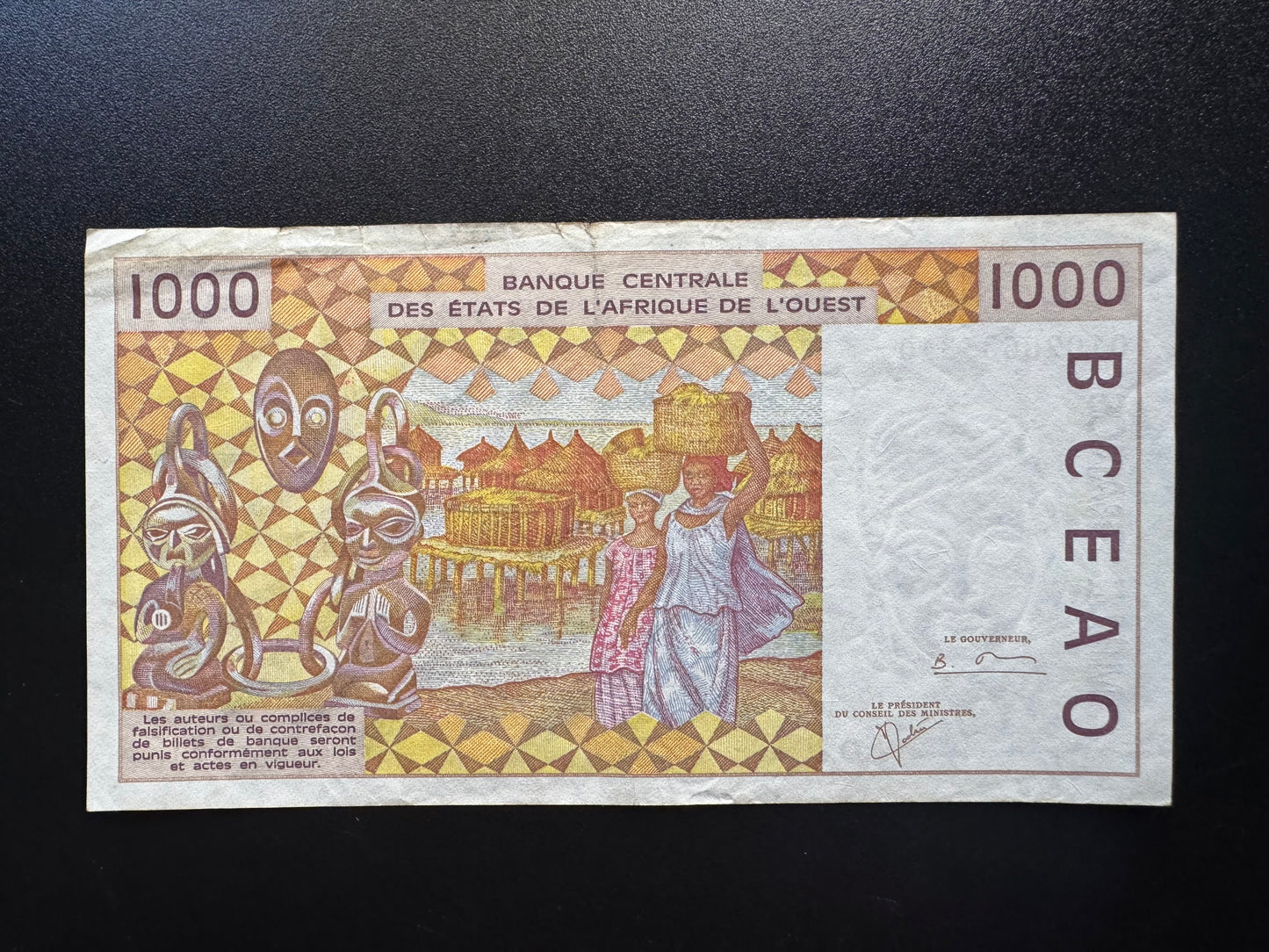 West Africa States Mali 1000 Francs Banknote 2003 ND Circulated Bill BCEAO P-411