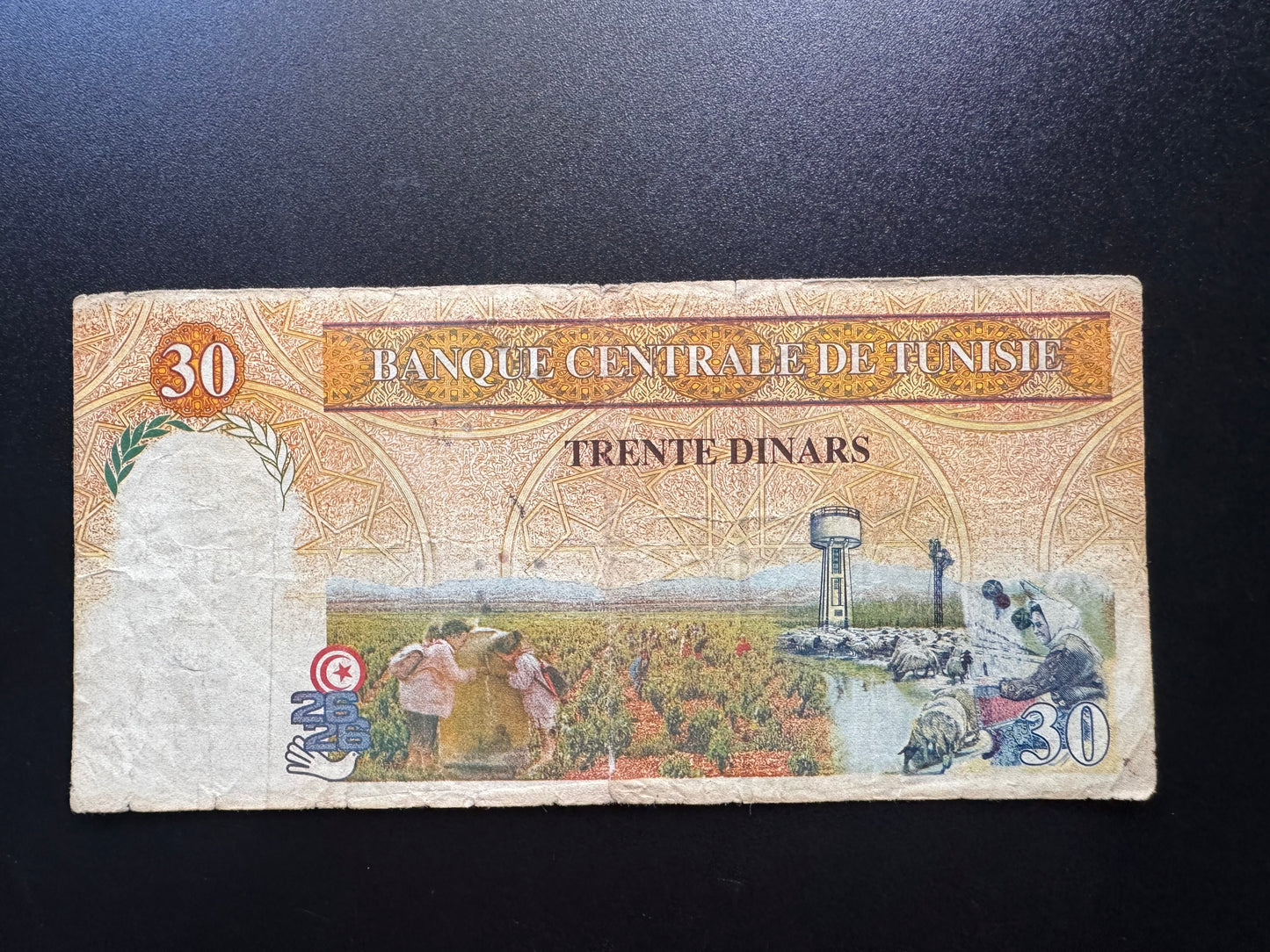 Tunisia 30 Dinars Banknote 1997 Old 1st Prefix Commemoratives Rare Bank Bill P-93