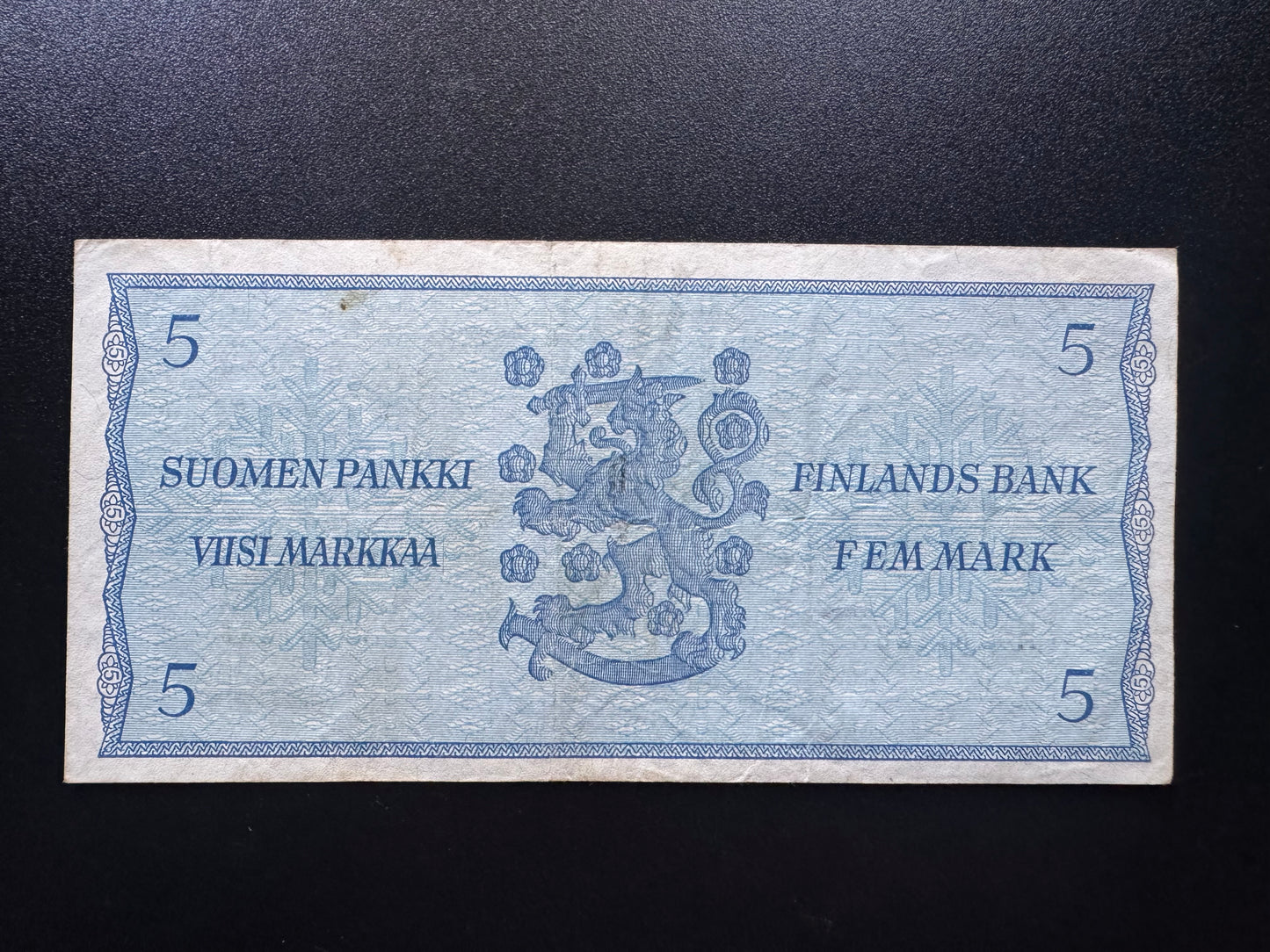 Finland / Finnish 5 Markkaa Banknote 1963 Old Circulated Paper Money Bank Bill P-106