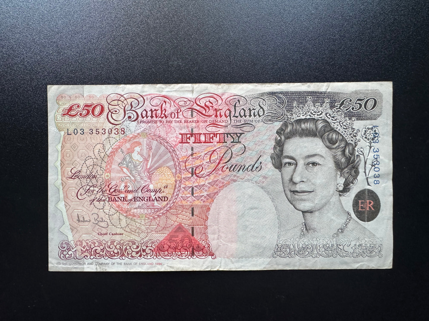 England 50 Pound GBP Banknote 1994 old Circulated Paper Money Bank Bill P-388