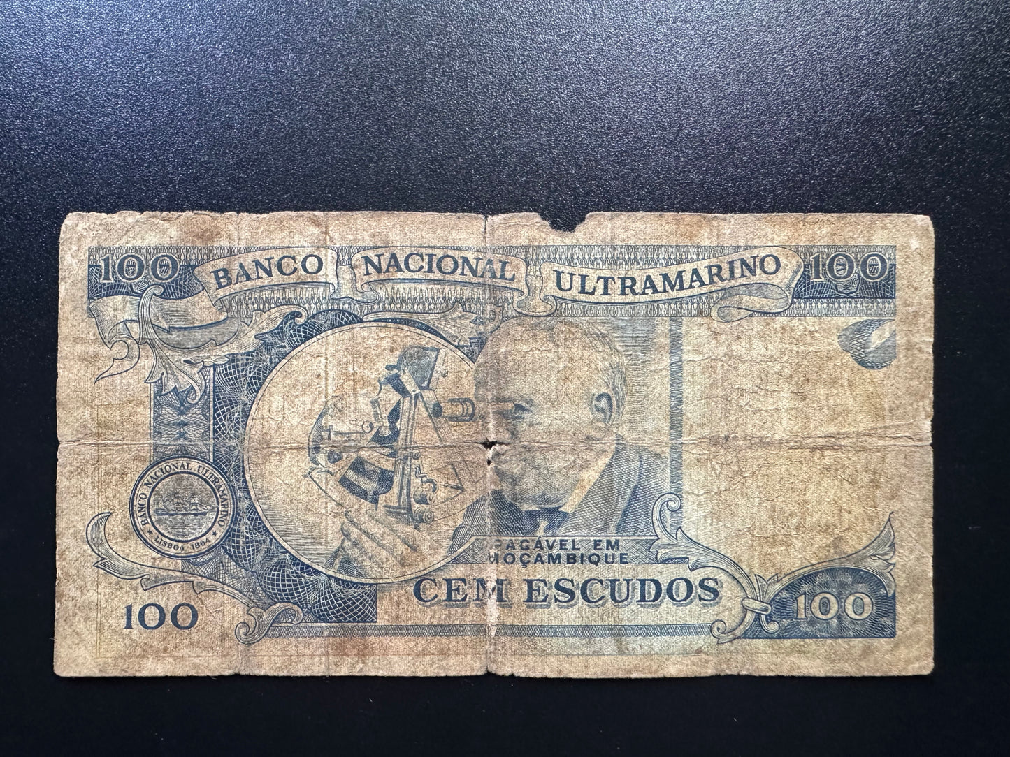 Mozambique 100 Escudos Banknote 1972 Old Circulated Rare Paper Money Bank Bill P-113