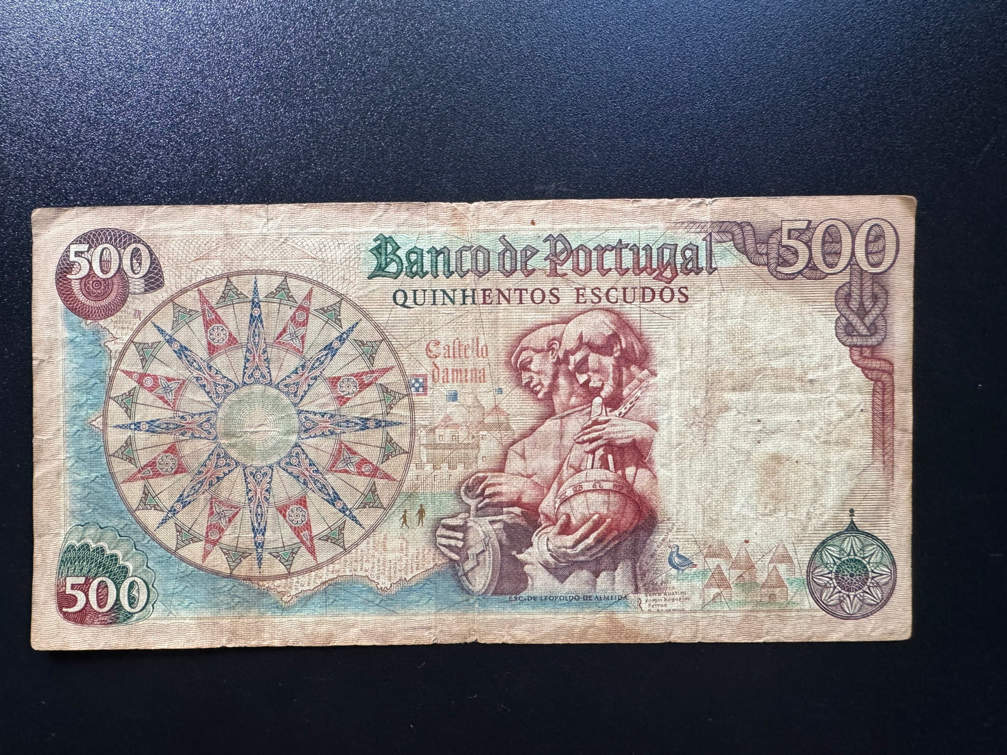 Portugal 500 Escudos Banknote 1965 Rare Date Circulated Paper Bank Bill p-170