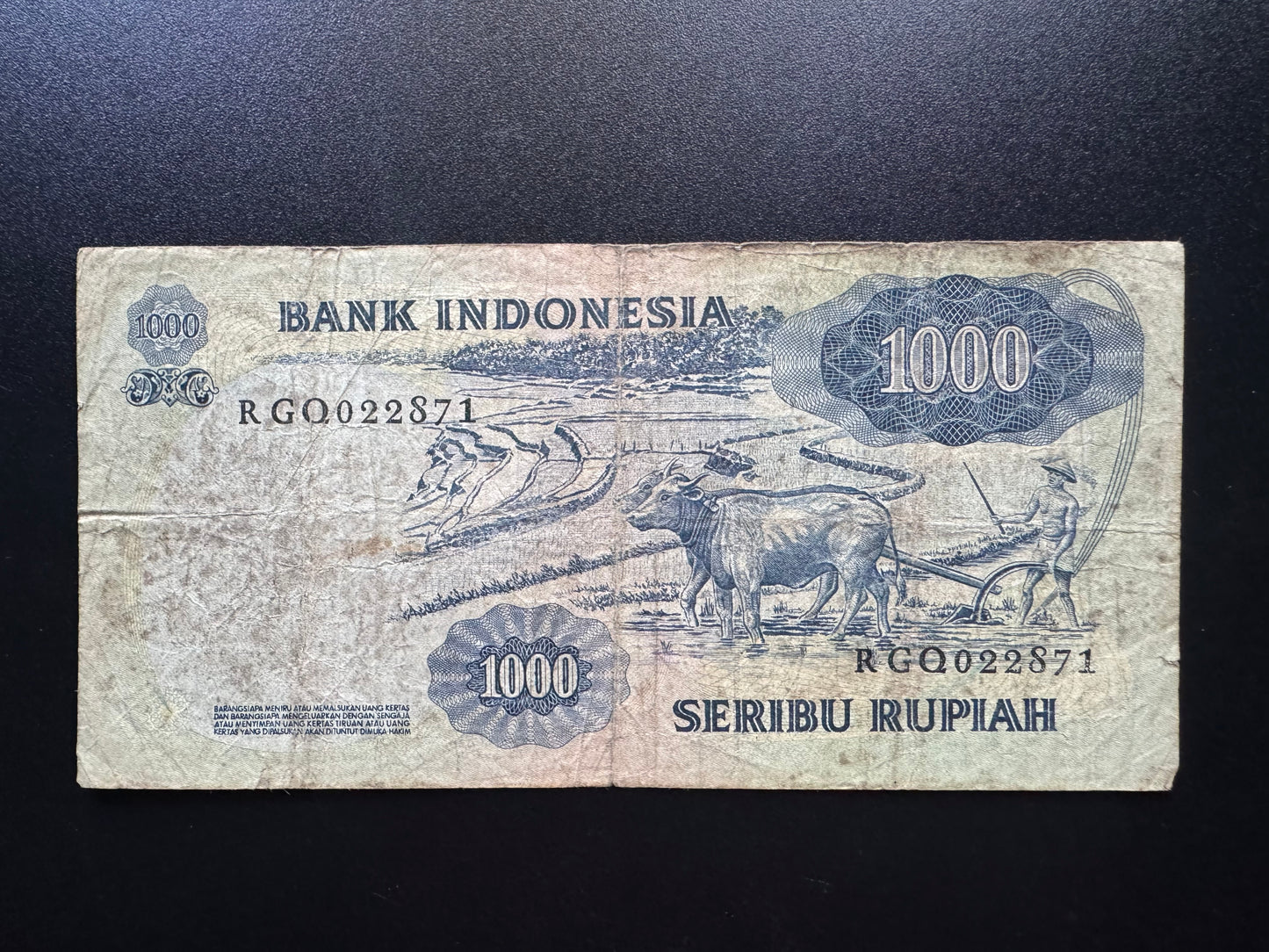 Indonesia 1000 Rupiah Banknote 1975 Old Circulated Paper Money Bank Bill p-113