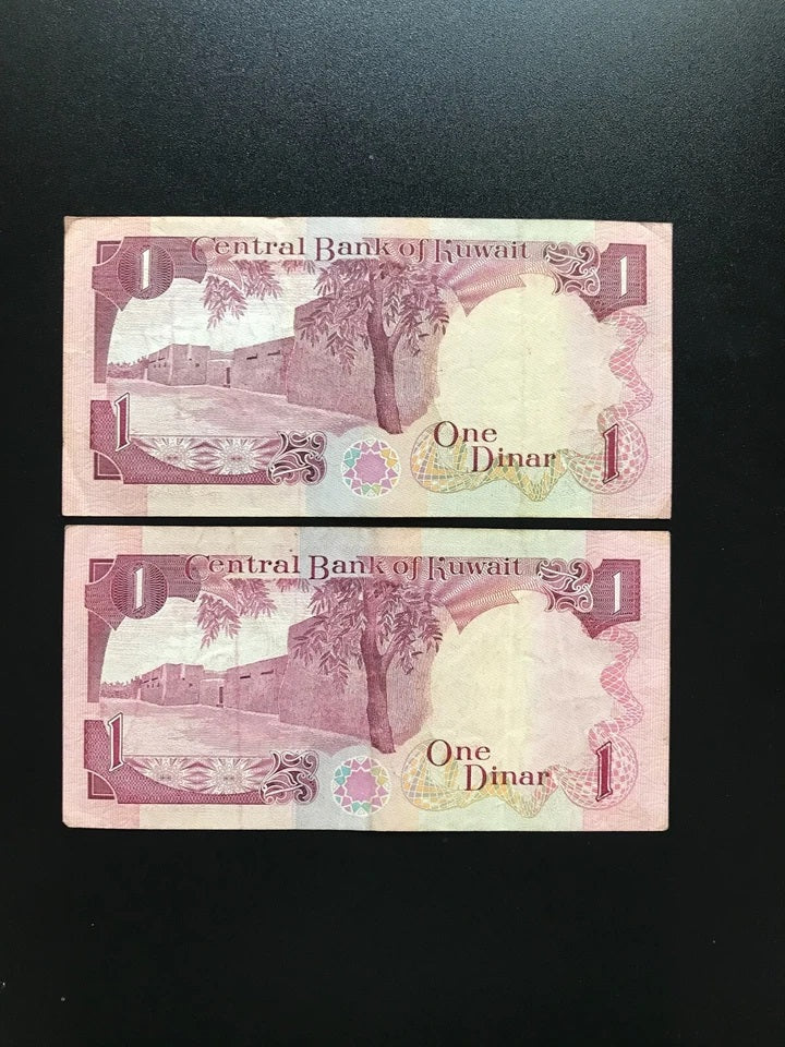 Kuwait 1 Dinar Banknotes 10Pcs/Lot 1980ND Old VF Paper Money Bank Bills P-13
