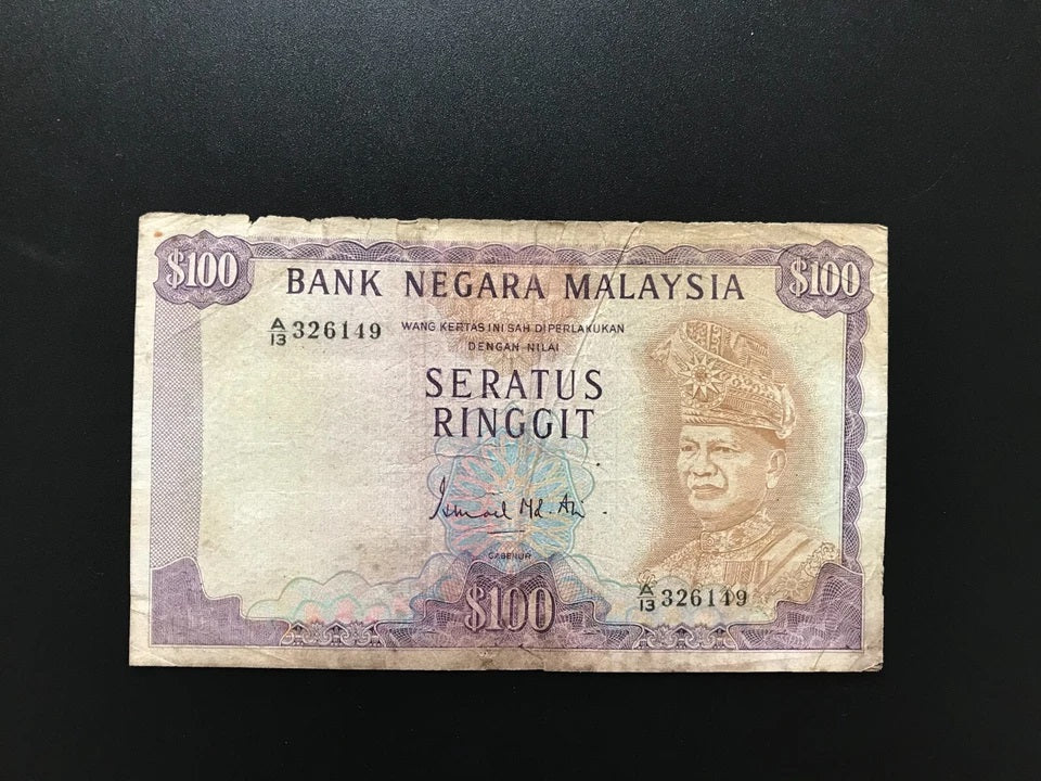Malaysia 1, 5, 10, 50, 100 Ringgit Banknotes 1967 Old Circulated First Issue Rare Full Set 5Pcs