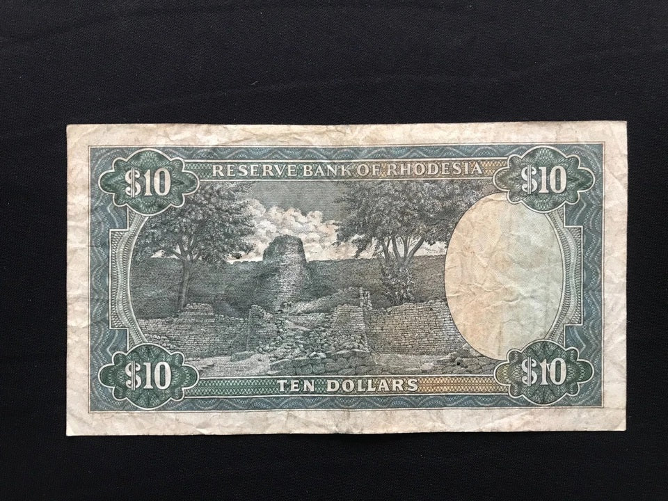 Rhodesia 1, 2, 5, 10 Dollars Banknotes 1979 Old Rare Circulated Bills 4Pcs / Lot