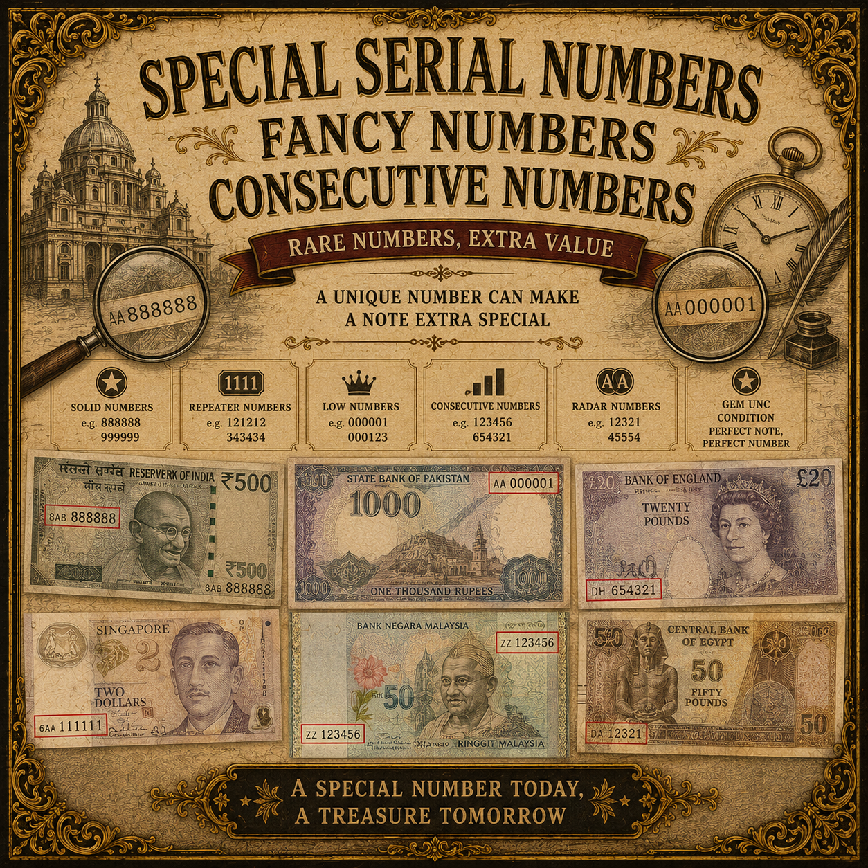 Special Serial Numbers / Fancy Numbers / 1st Prefix / Consecutive Number