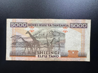 Tanzania 500, 5000, 10 000 Shillings Banknotes 1997 Old Circulated Paper Bank Bills 3Pcs/Lot