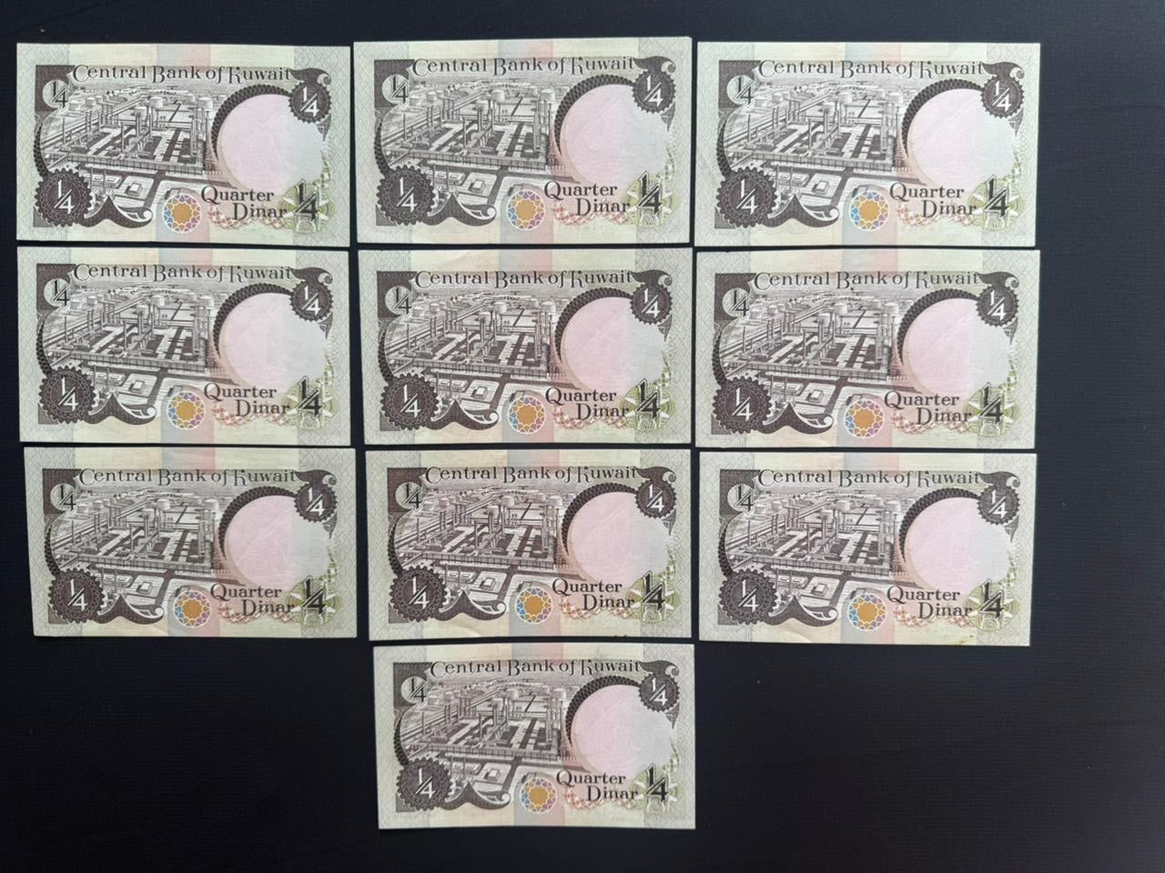 Kuwait 1/4 Dinar Banknotes 10Pcs/Lot 1980ND Old UNC-AUNC Paper Bank Bills P-11